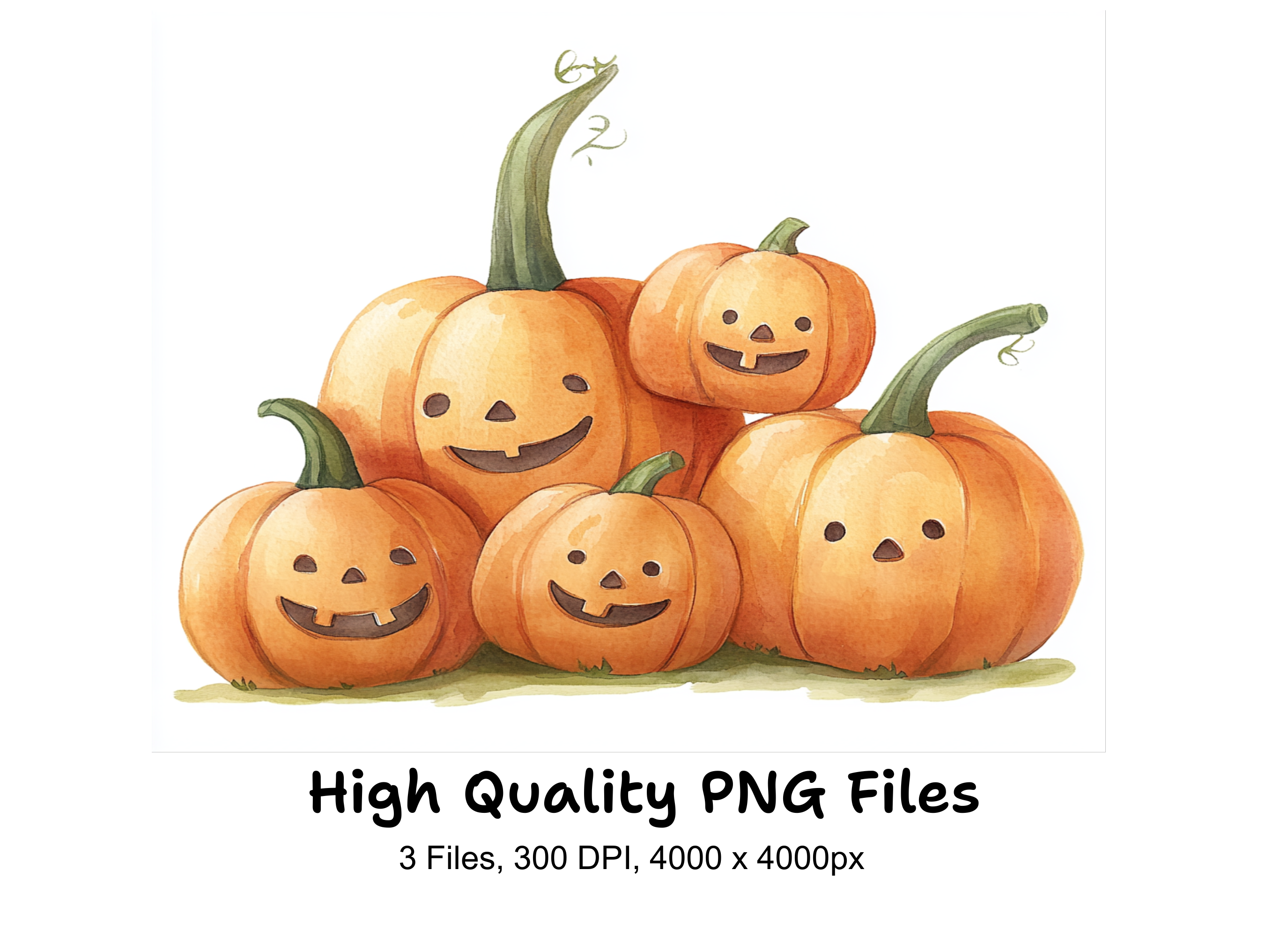 Stacked Happy Halloween Pumpkin Clipart Bundle