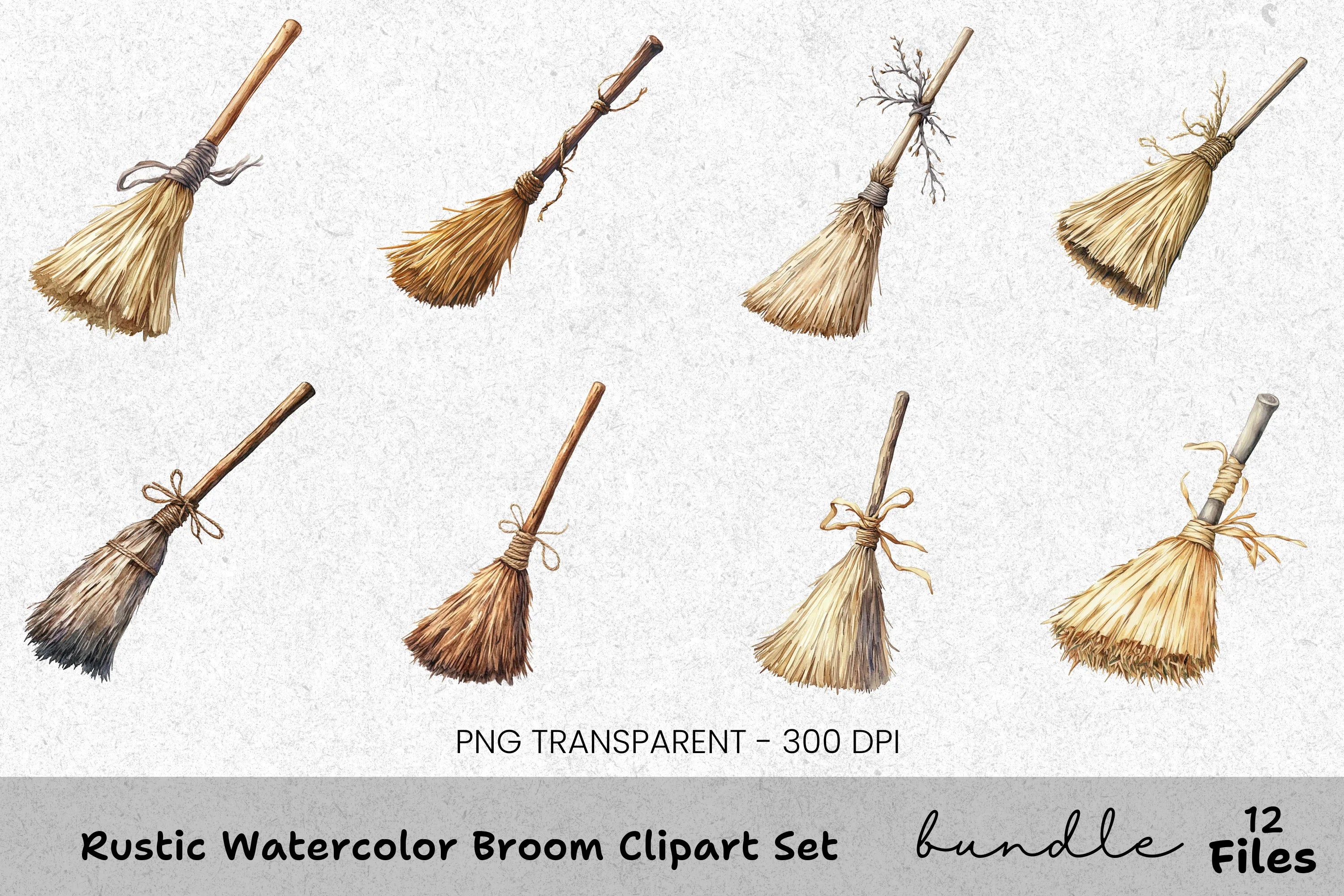 Rustic Broom Clipart Bundle