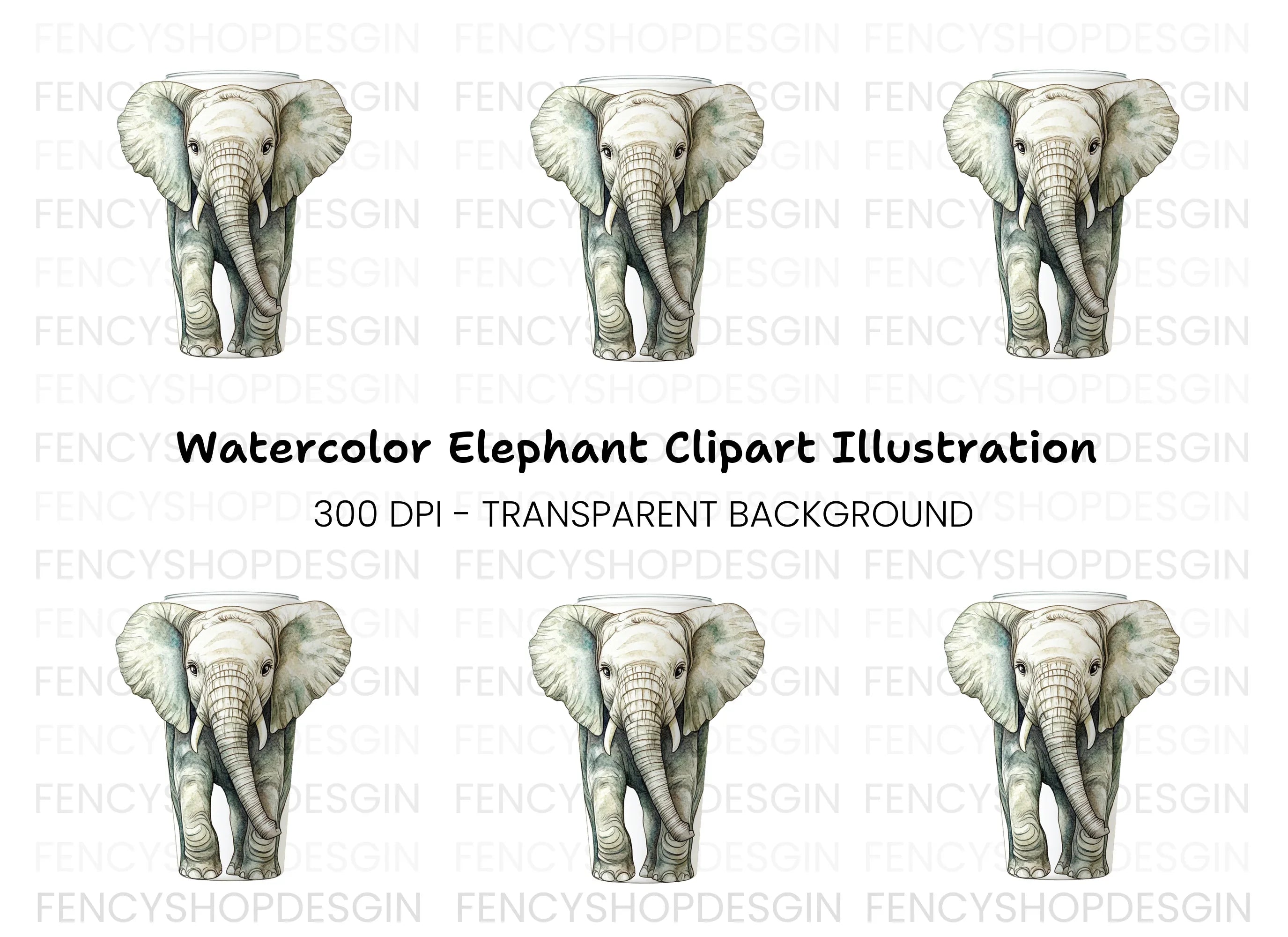 Baby Elephant Tumbler Clipart Bundle