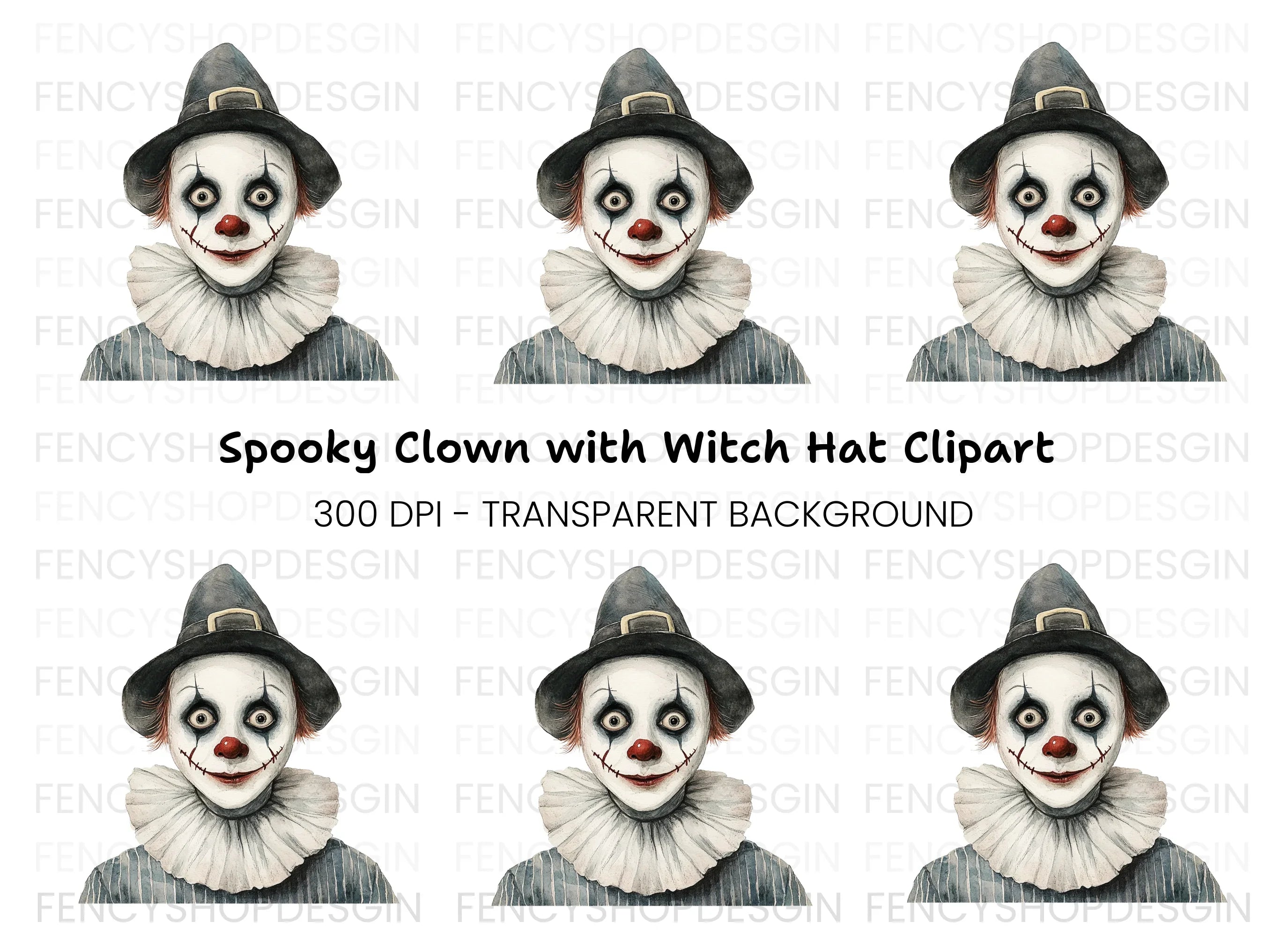 Creepy Clown Clipart Bundle