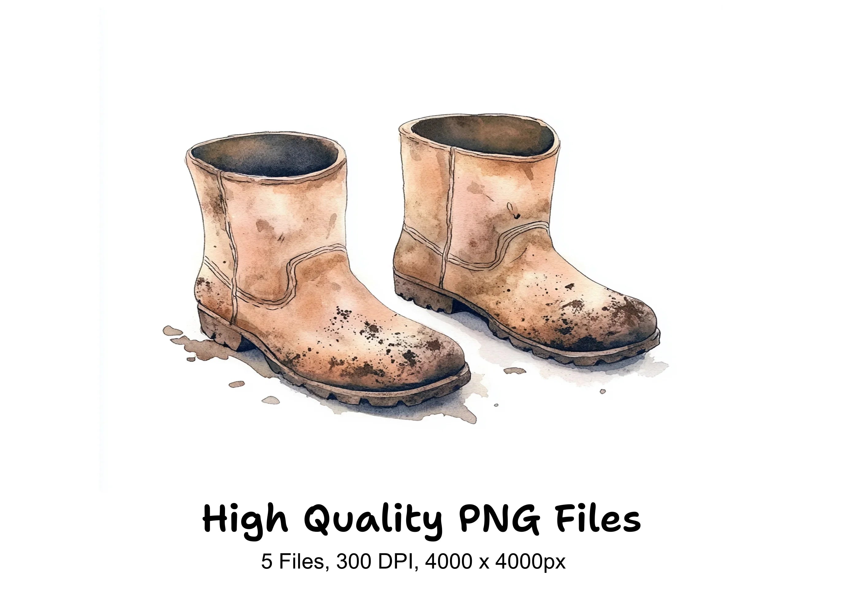 Muddy Work Boots Clipart Bundle