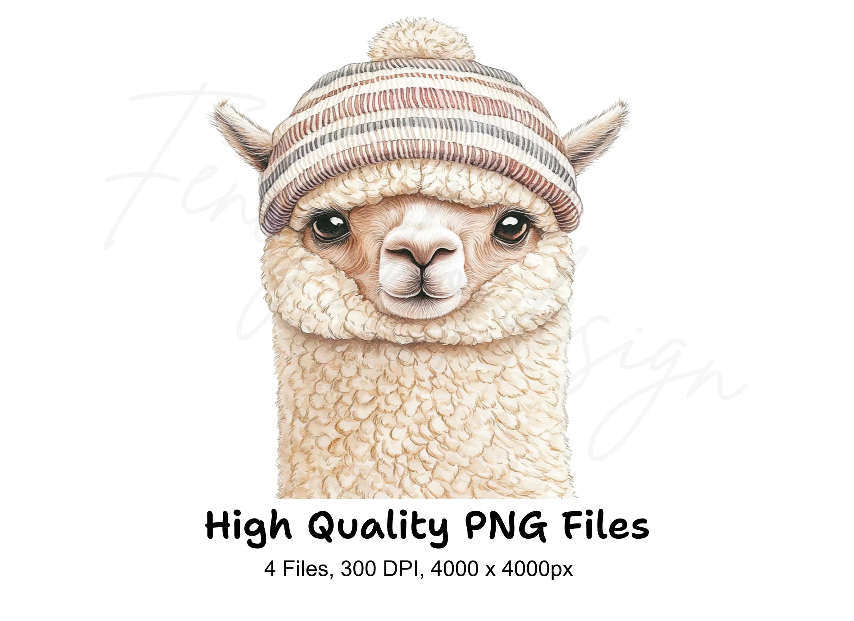 Three Alpacas in Hats Clipart Bundle