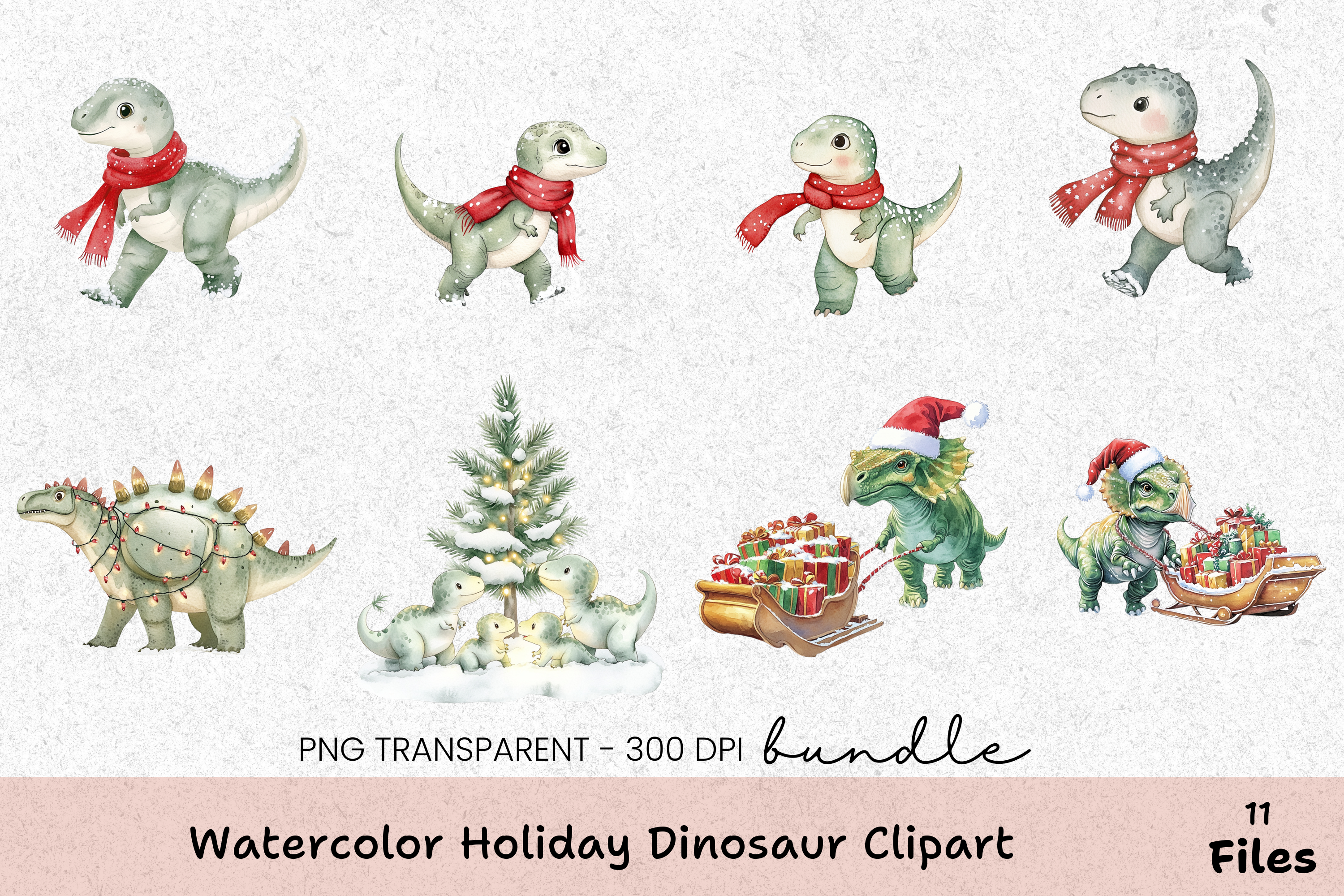 Holiday Dinosaur Clipart Bundle