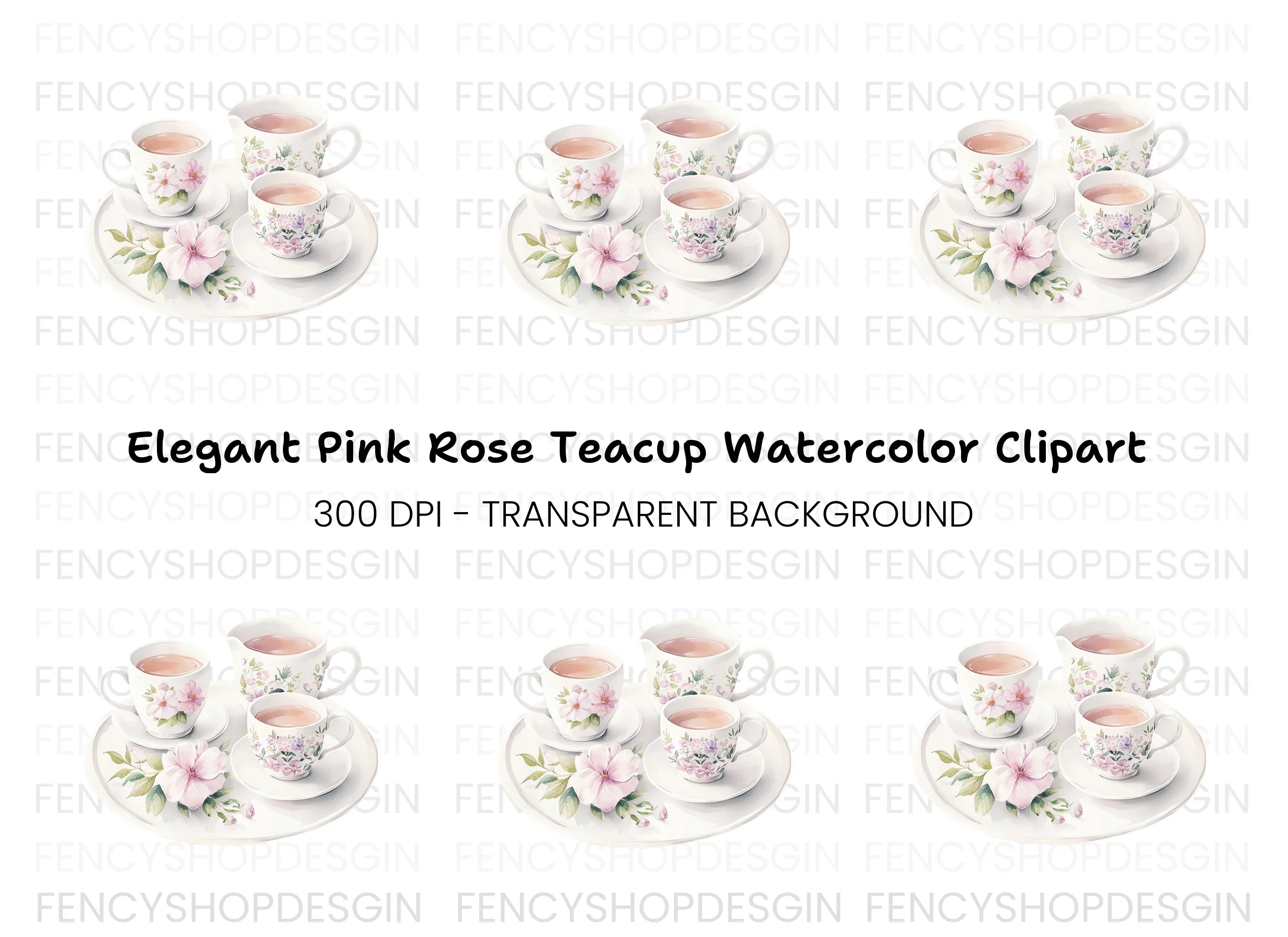 Elegant Floral Tea Clipart Bundle
