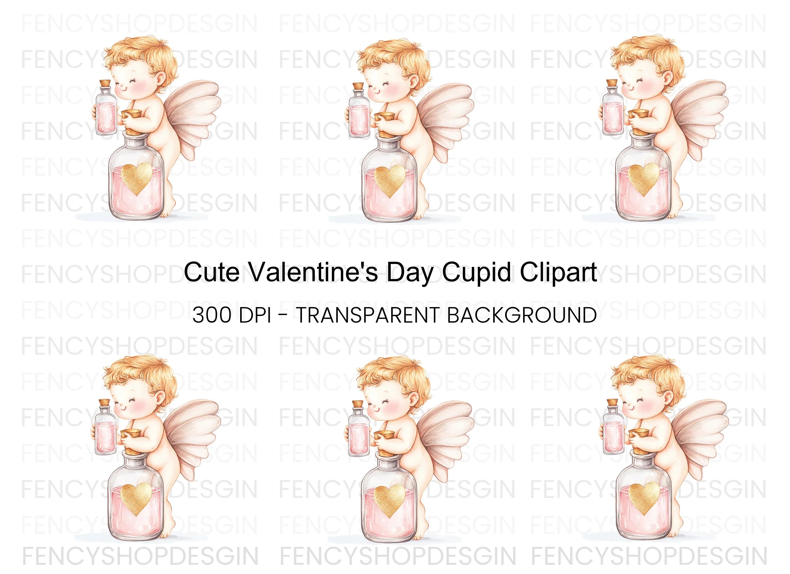Cute Cupid Love Potion Clipart Bundle