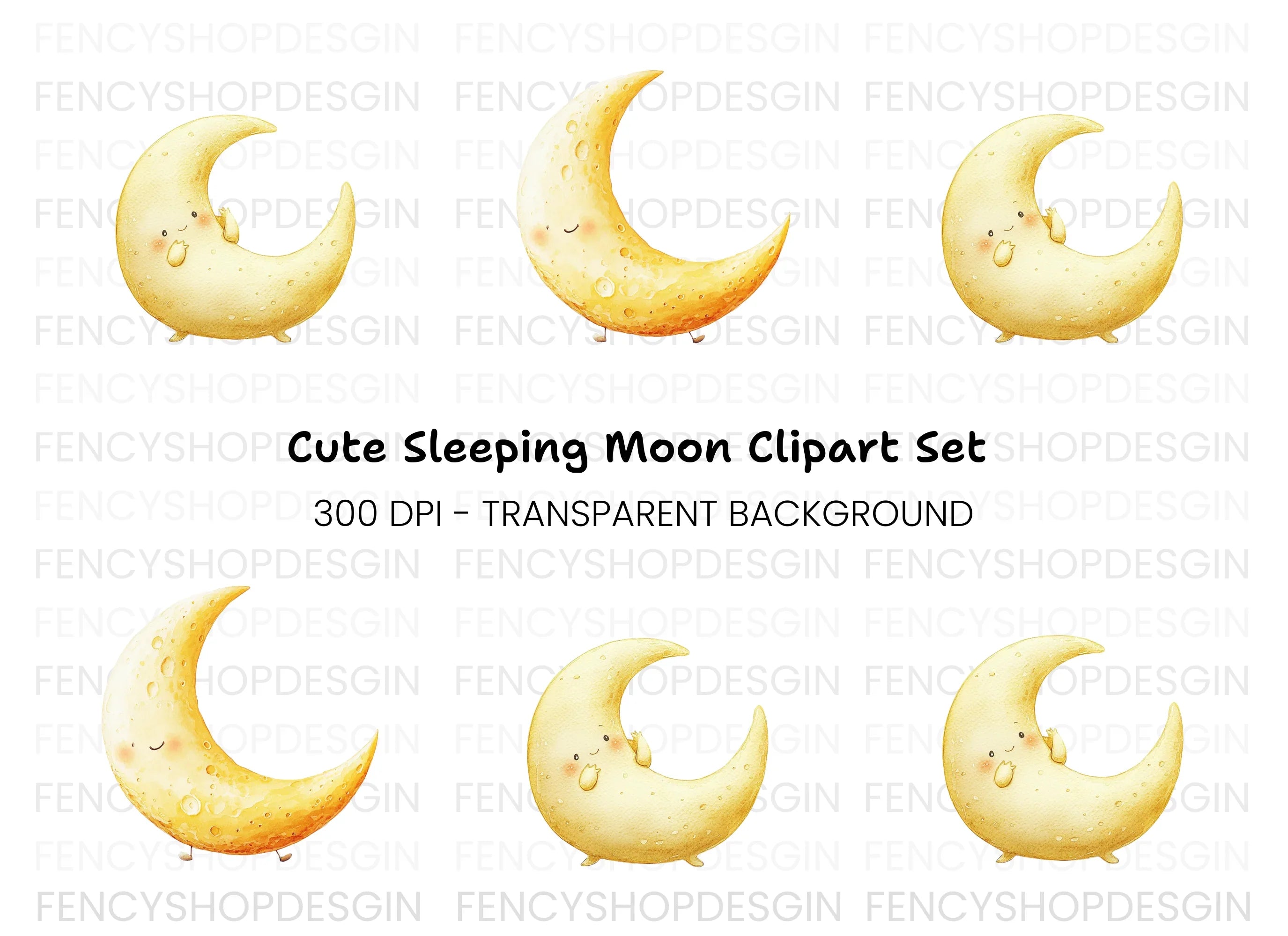Cute Moon Clipart Bundle