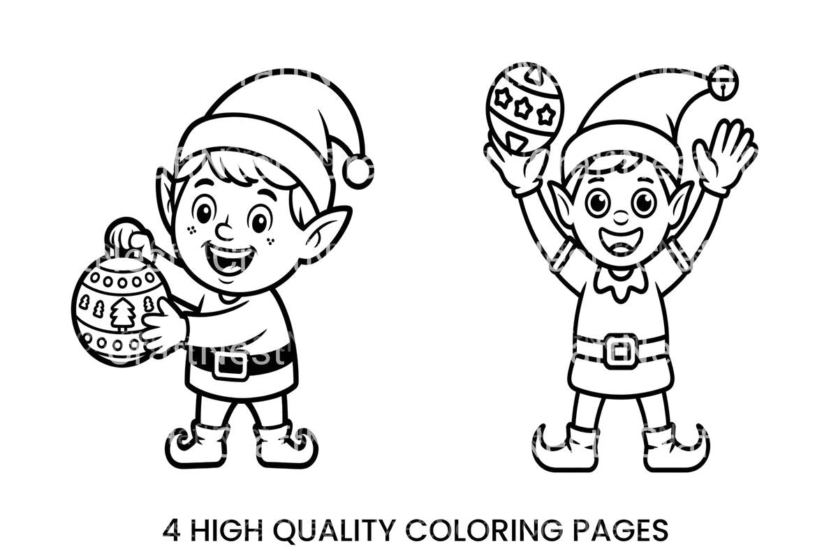Christmas Elf with Ornaments Coloring Books