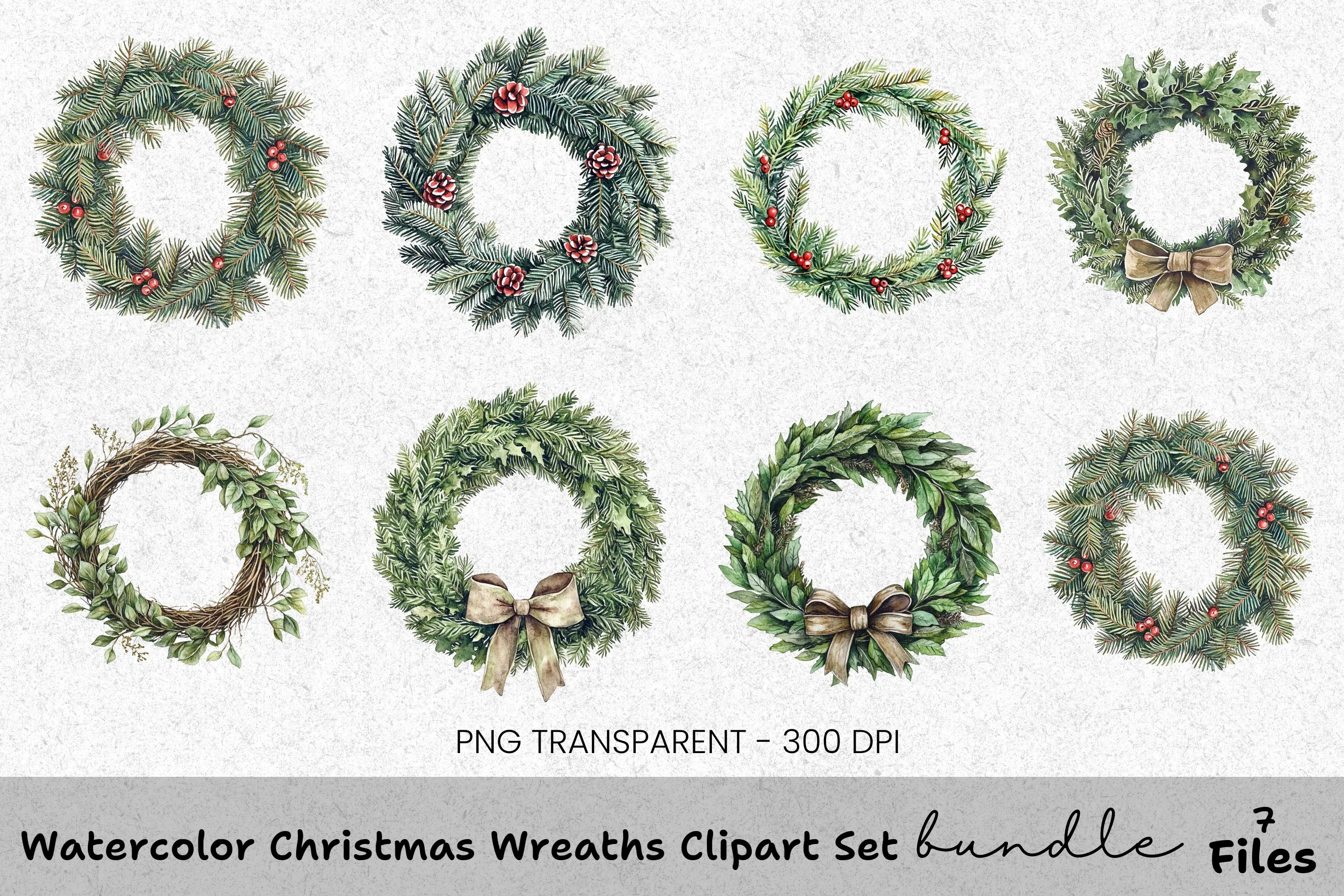 Christmas Wreaths Clipart Bundle
