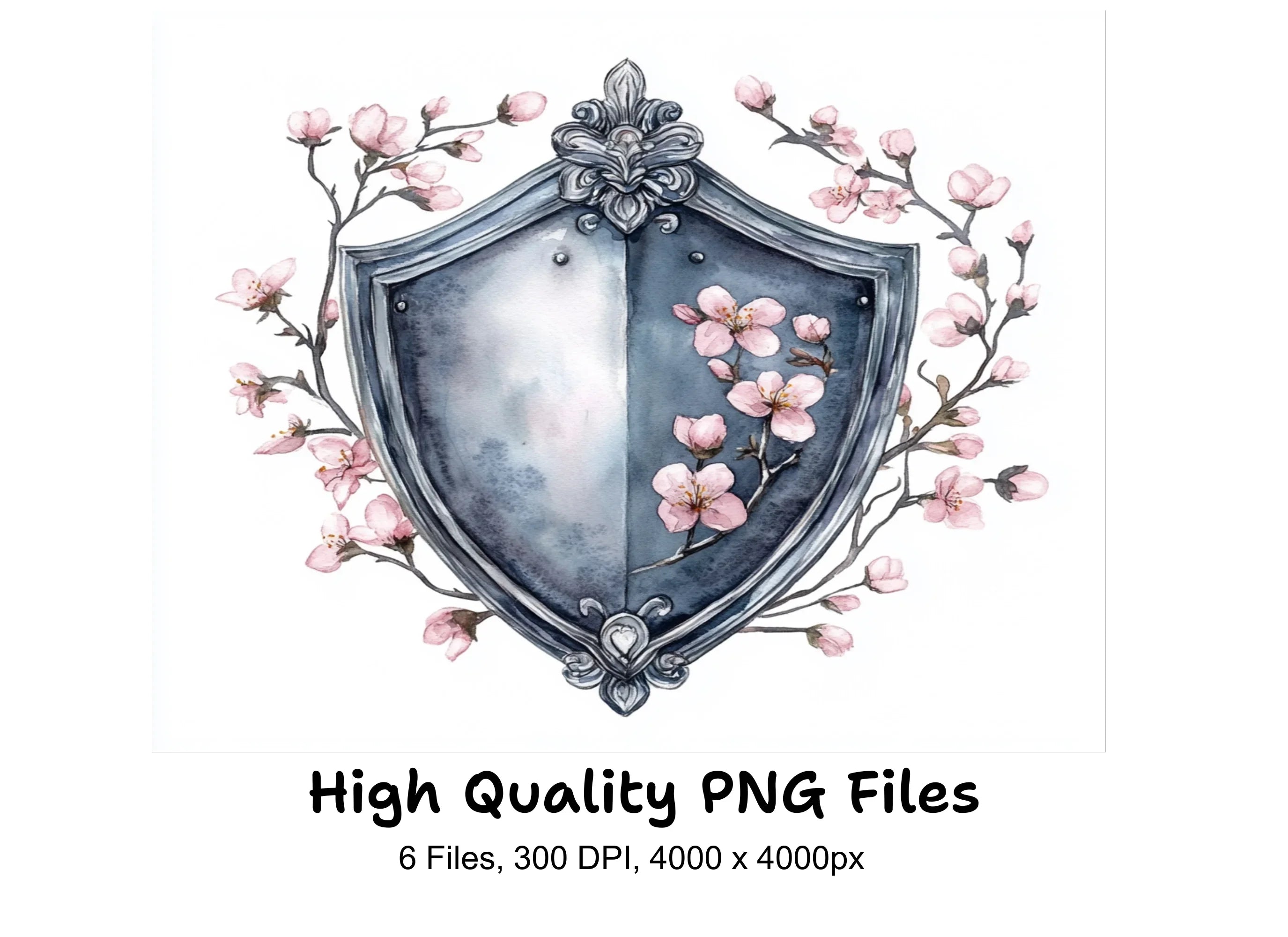 Decorative Floral Shields Clipart Bundle