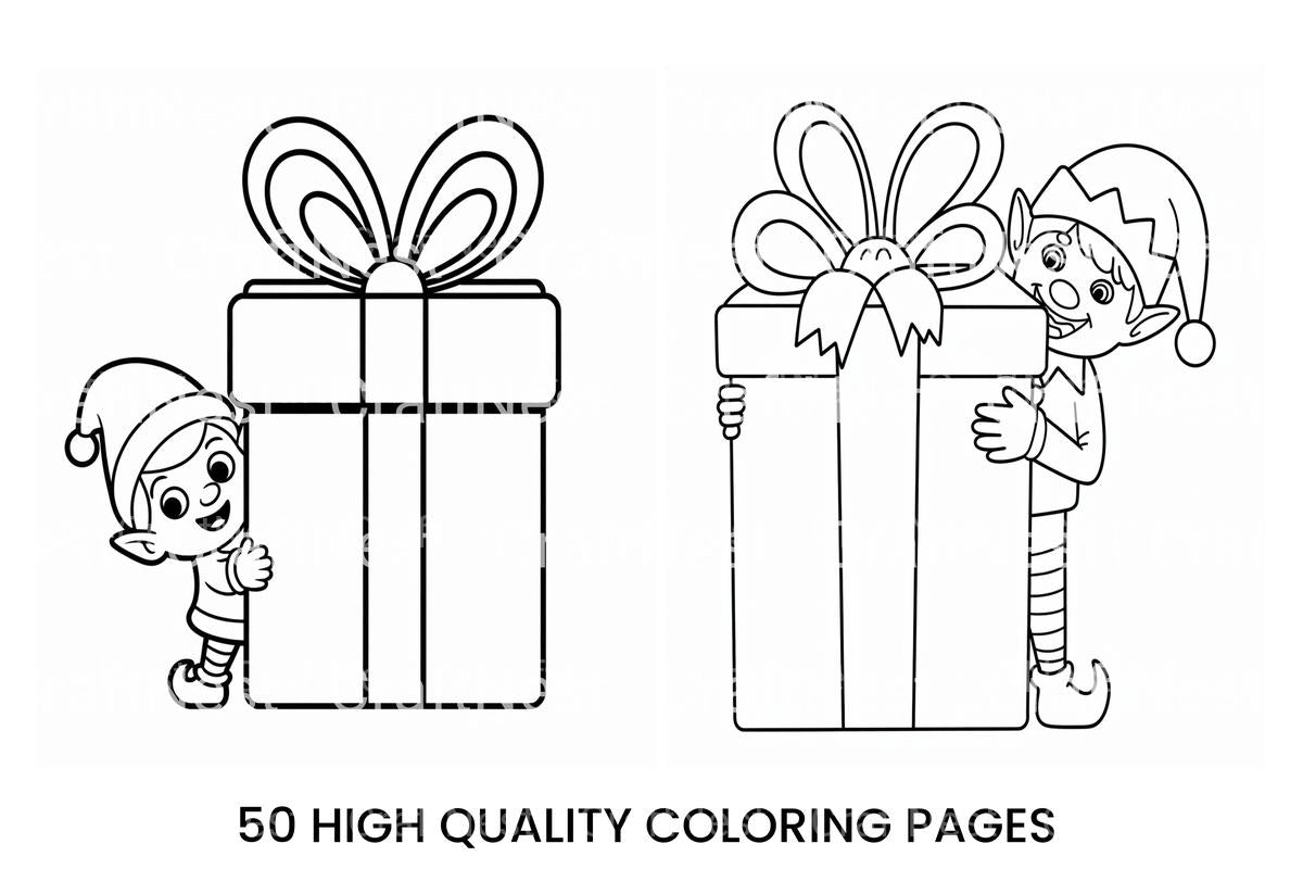 Christmas Elf Gift Exchange Coloring Books