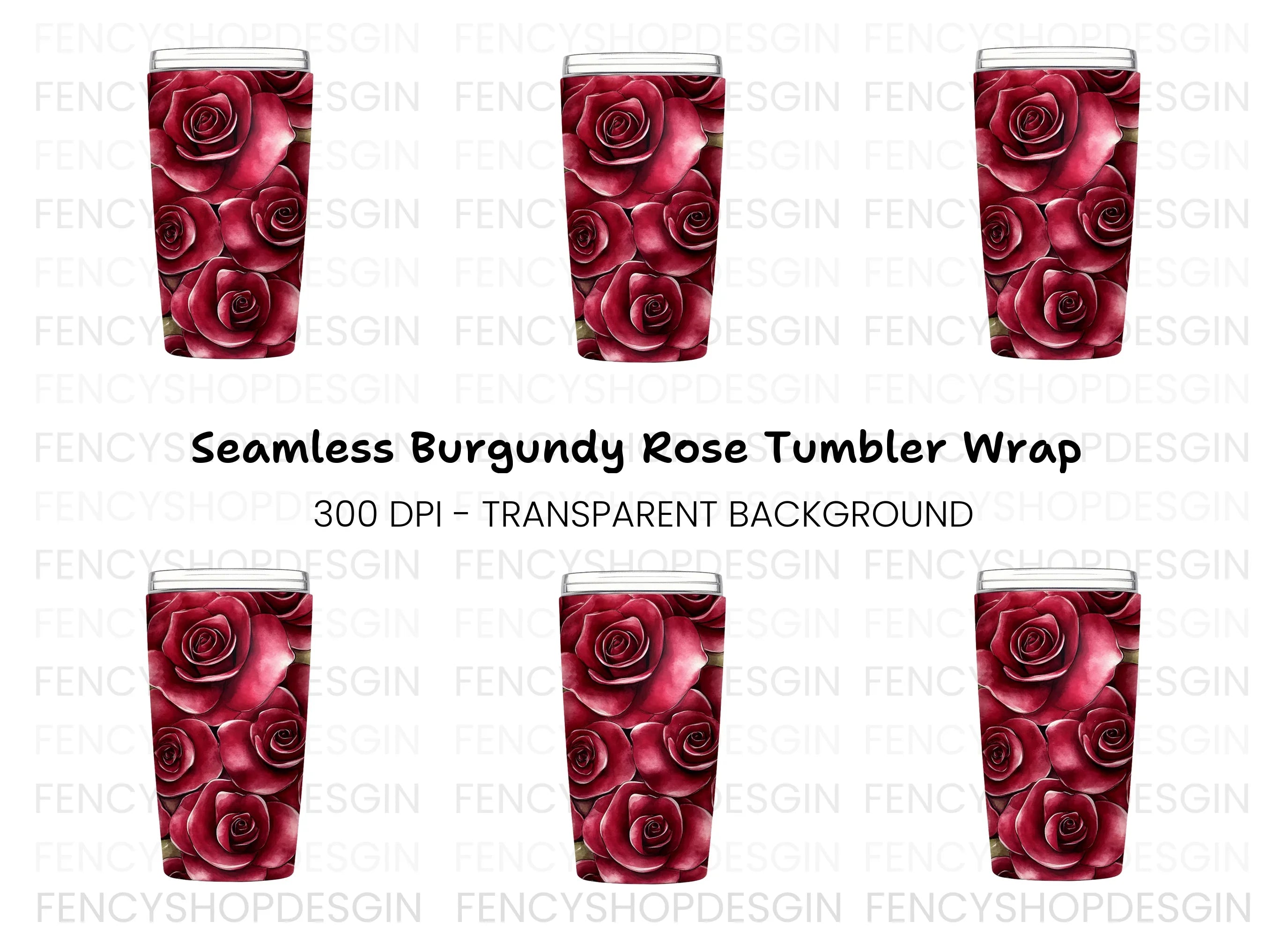 Red Rose Tumbler Clipart Bundle