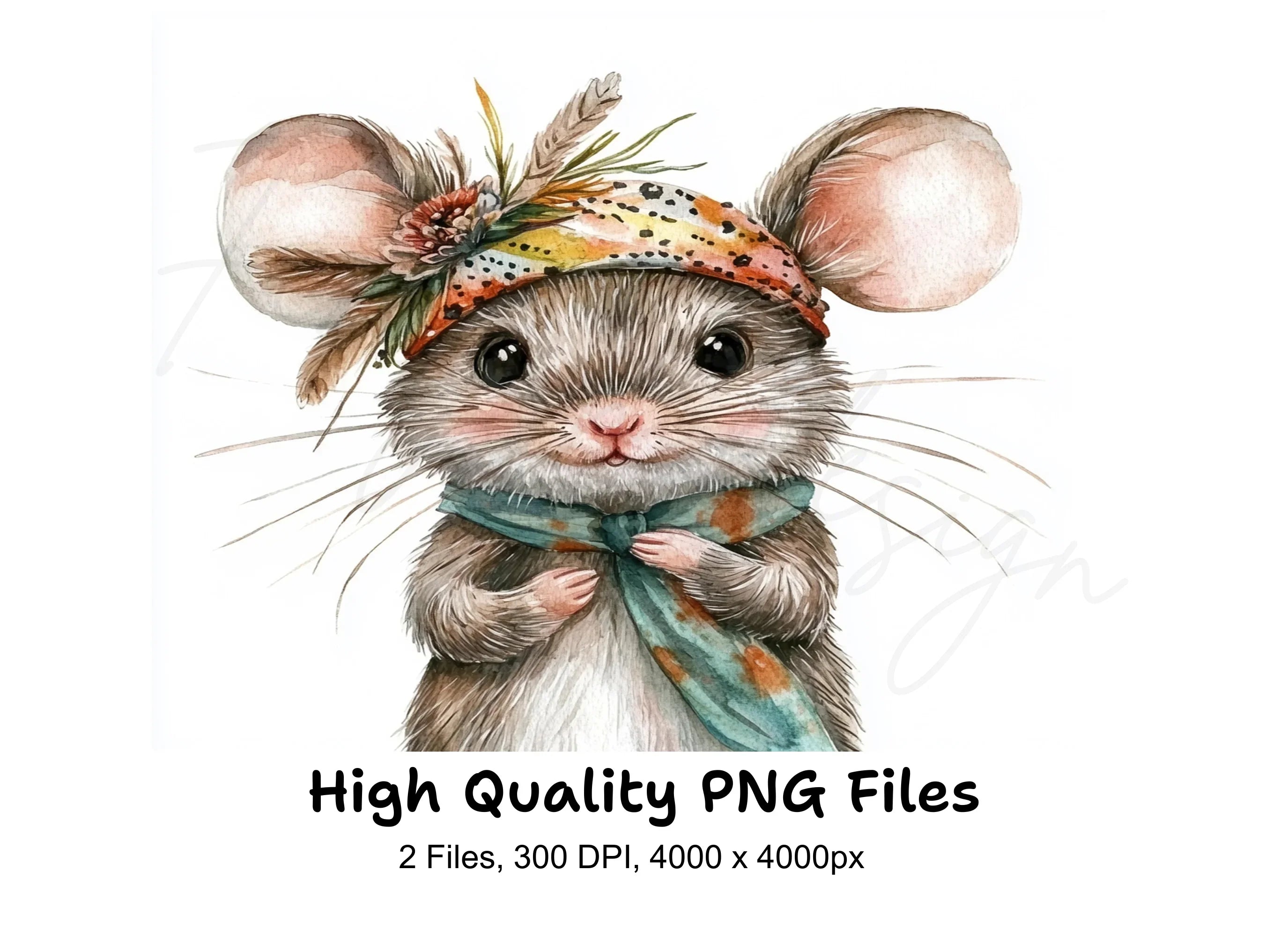 Boho Mouse Clipart Bundle
