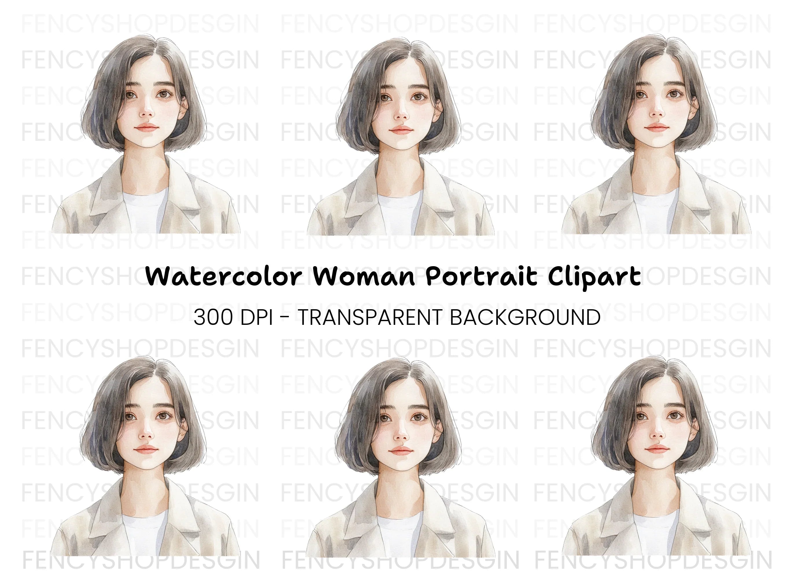 Portrait of Woman Clipart Bundle
