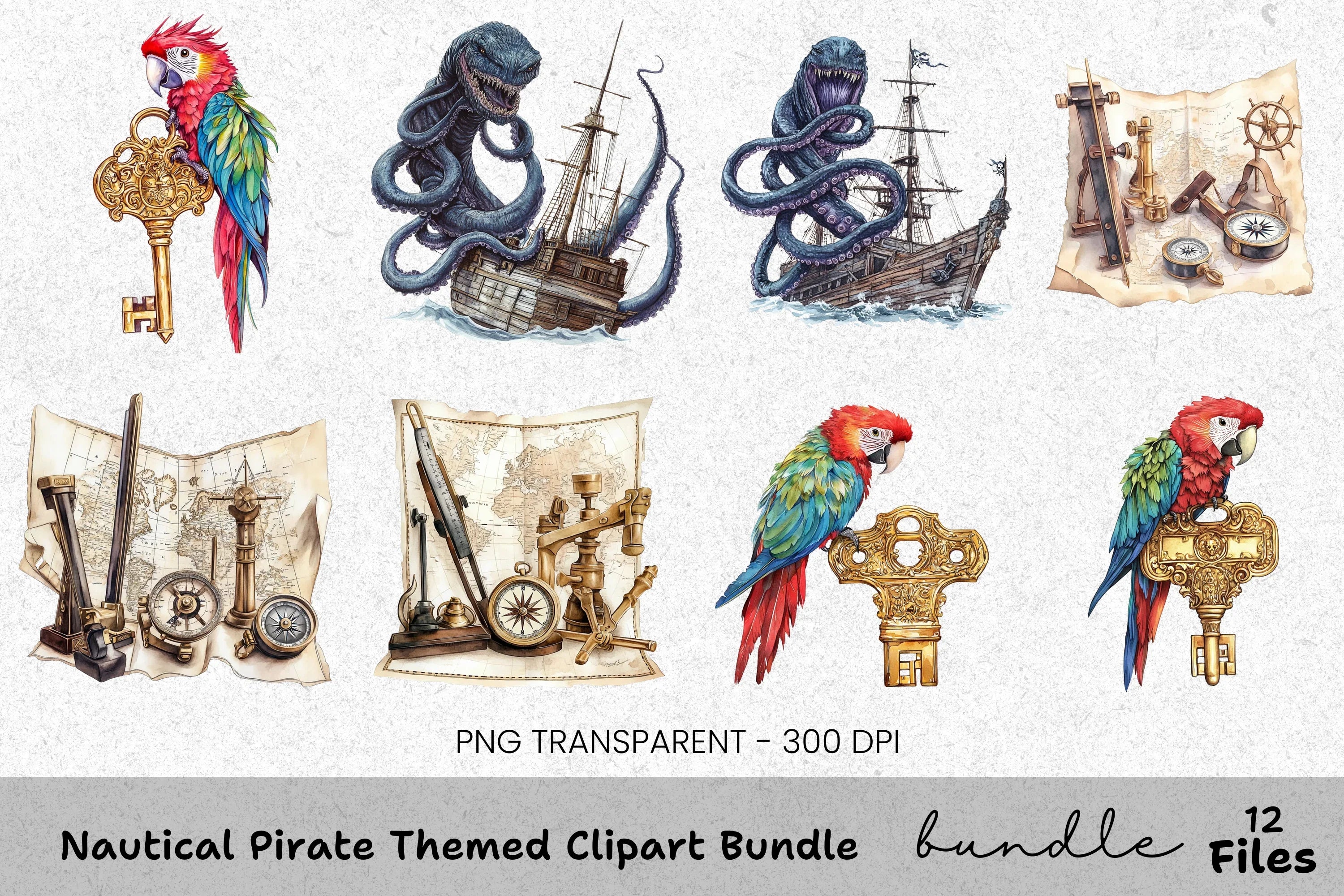 Nautical Pirate Themed Clipart Bundle