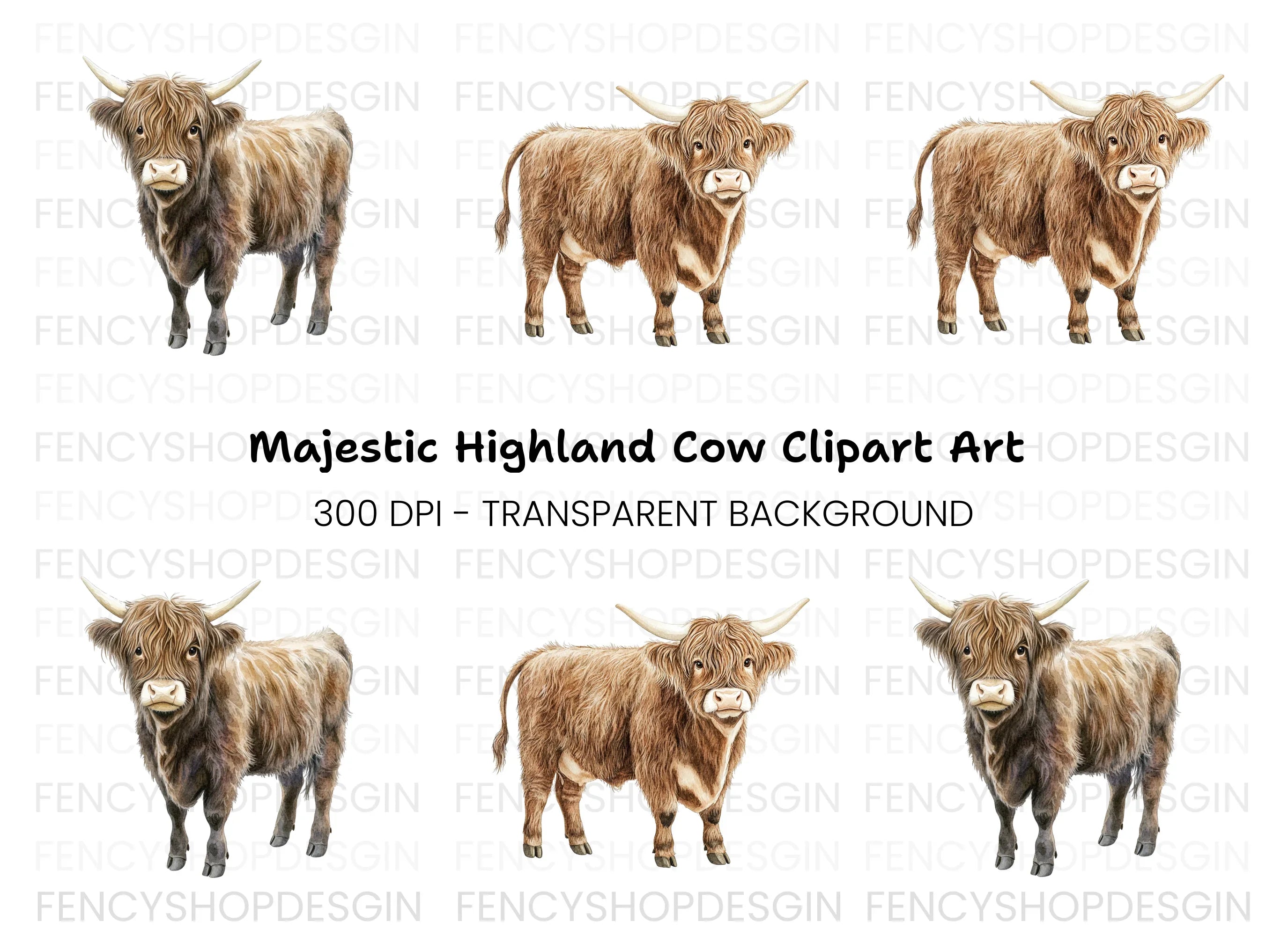 Highland Cow Clipart Bundle