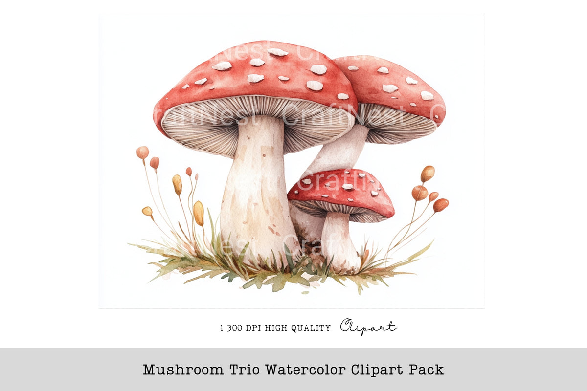 Mushroom Trio Clipart Bundle
