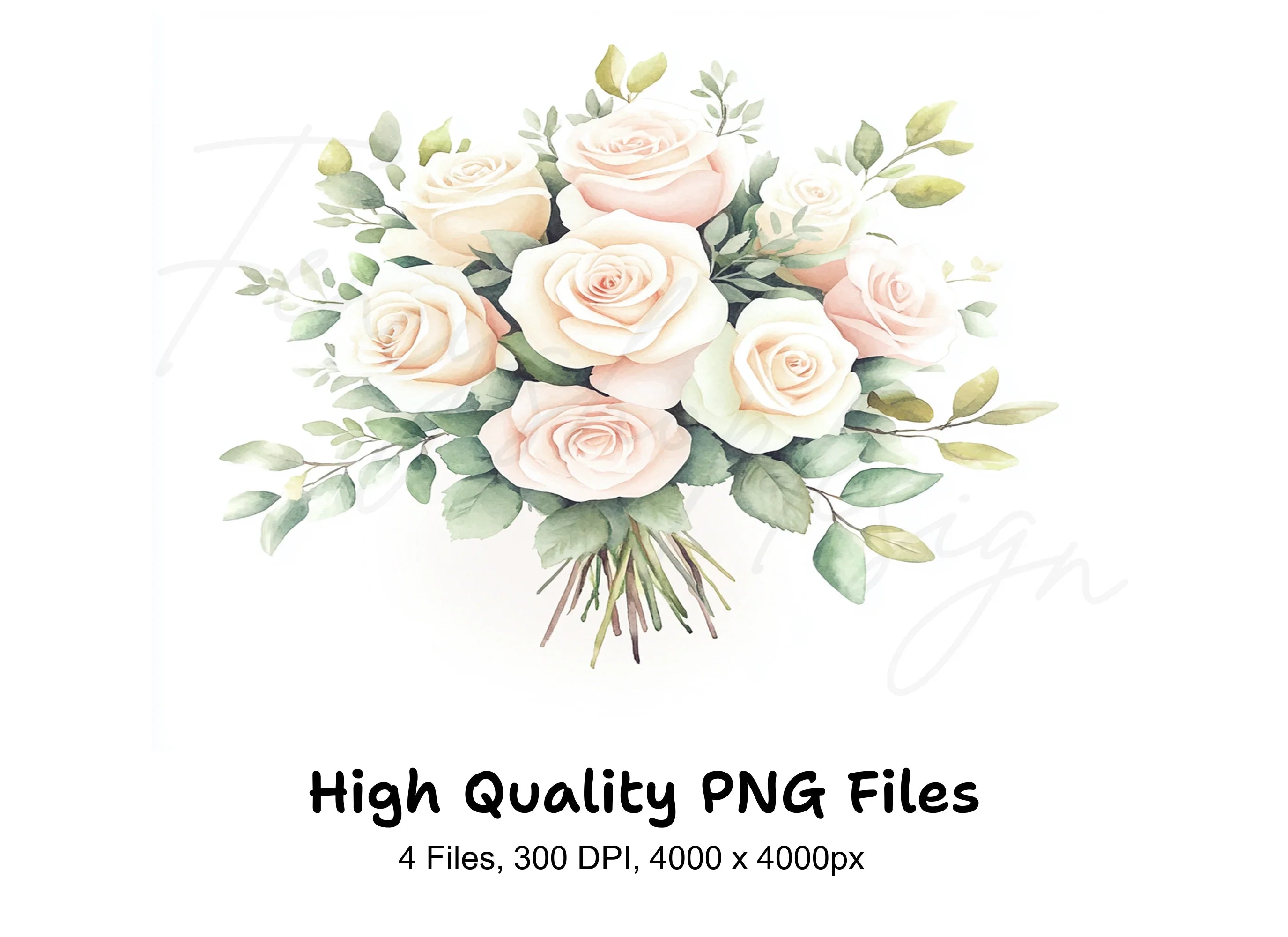 Elegant Rose Bouquet Clipart Bundle