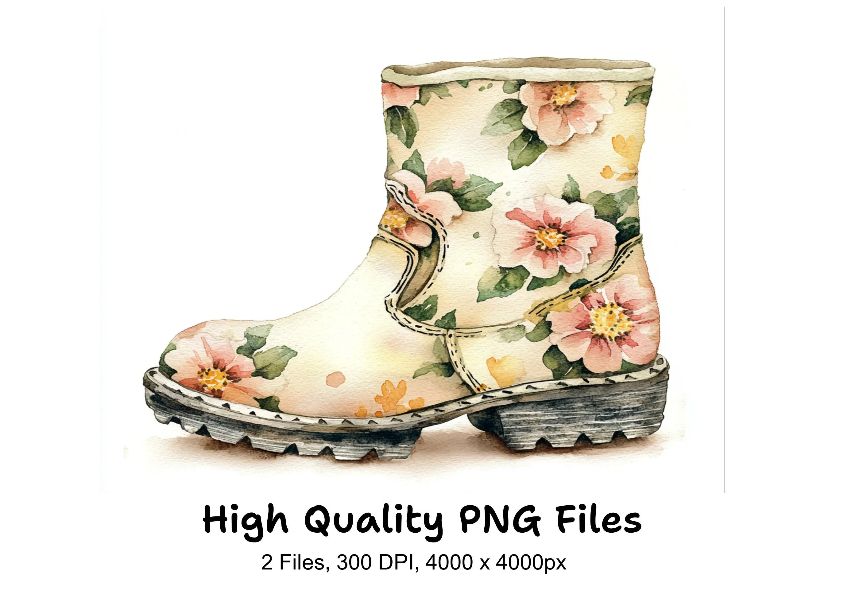 Floral Boots Clipart Bundle