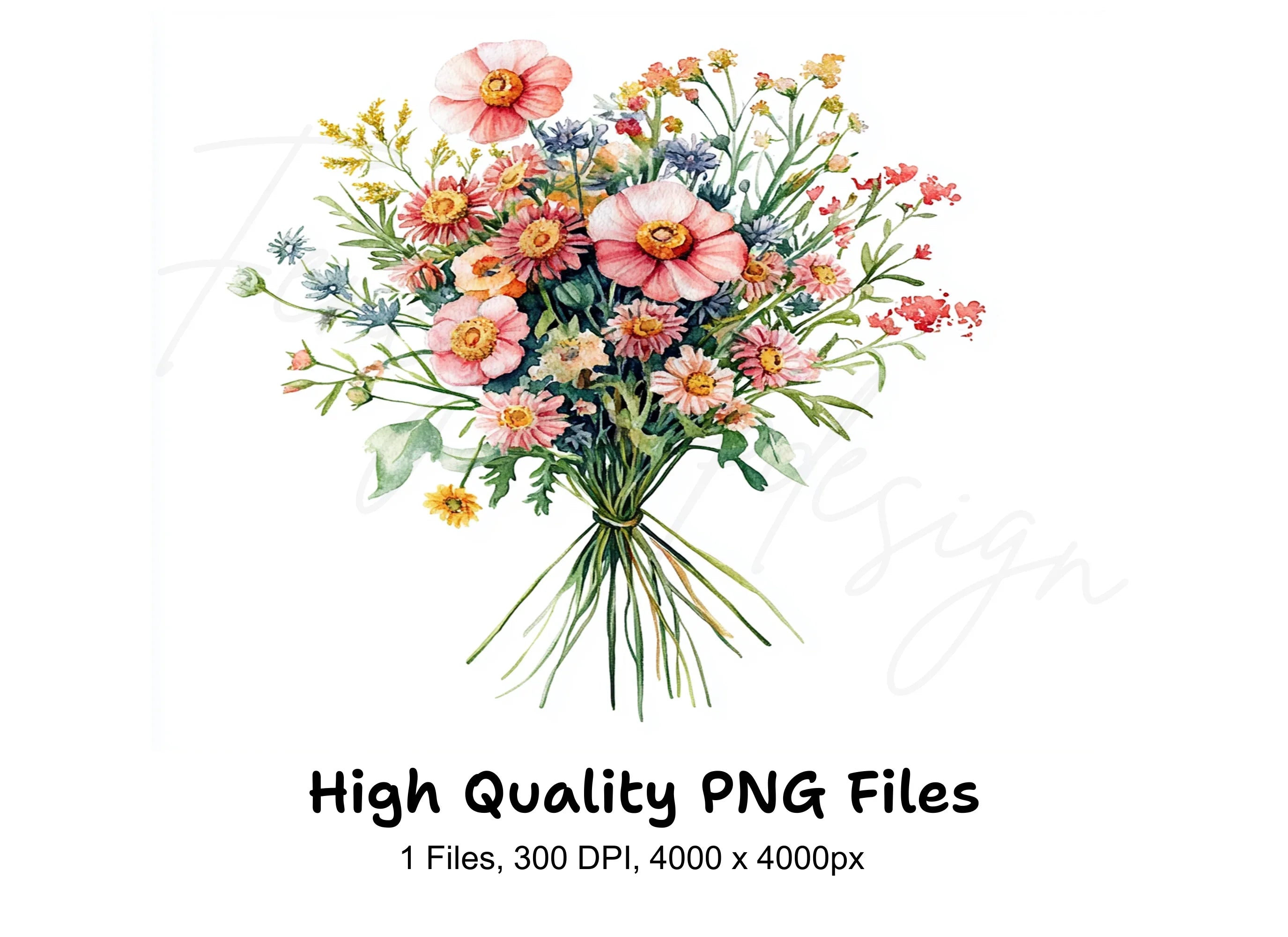 Wildflower Bouquet Clipart Bundle