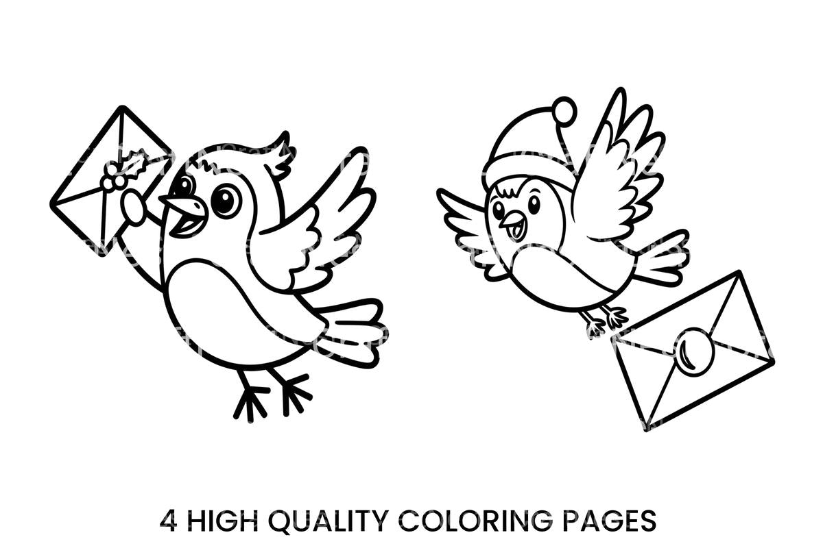 Christmas Birds with Letters Coloring Books