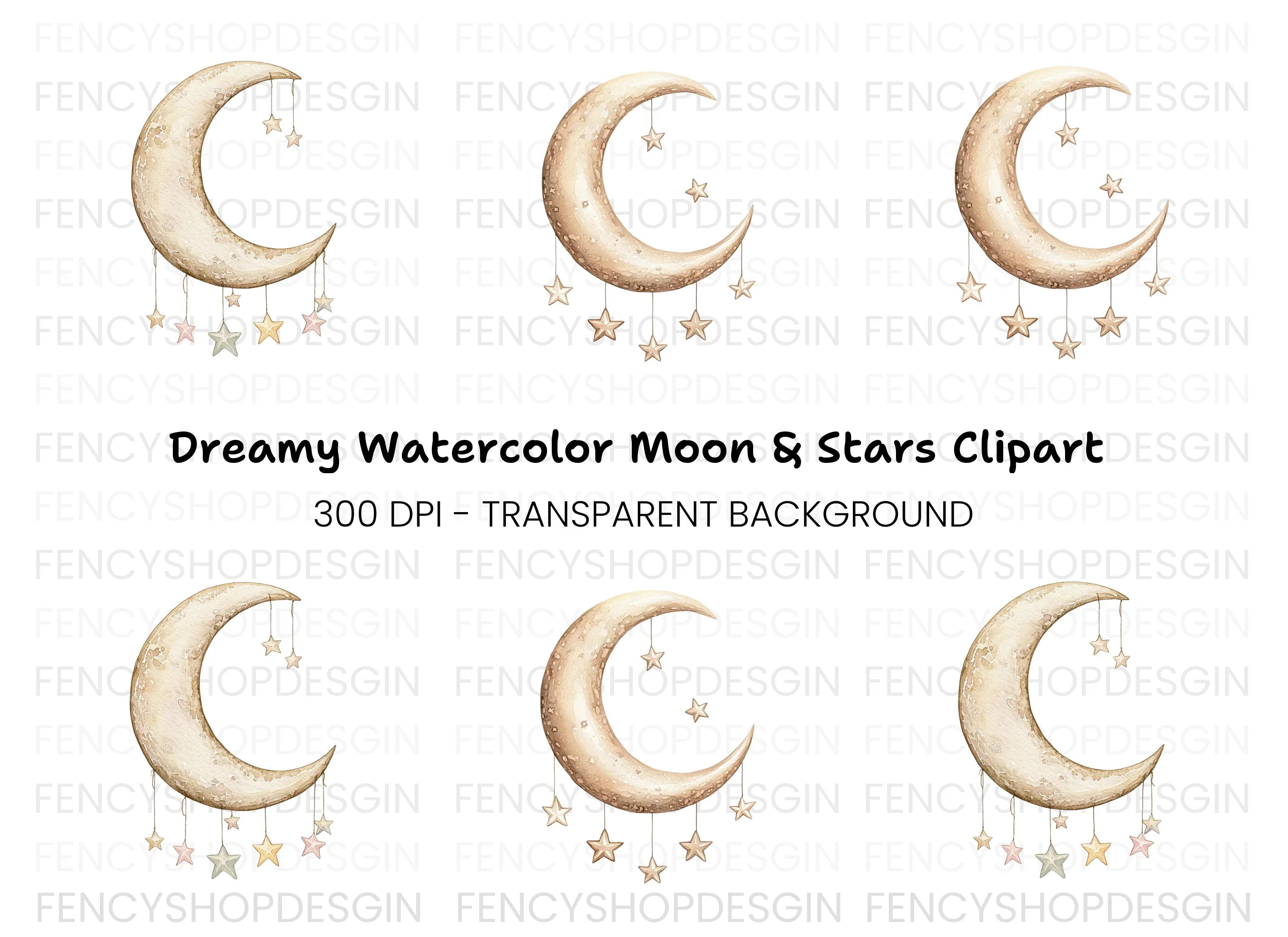 Moon and Stars Clipart Bundle