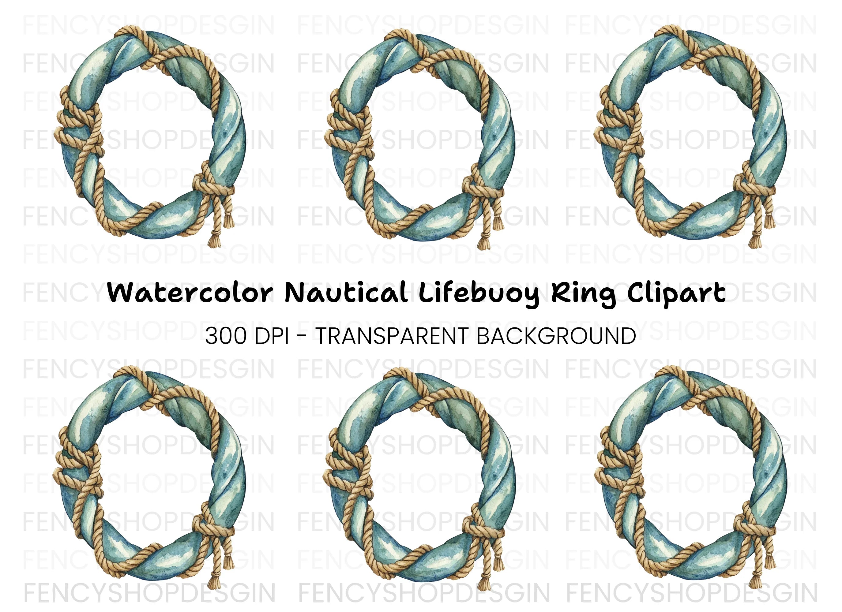 Nautical Rope Wreath Clipart Bundle
