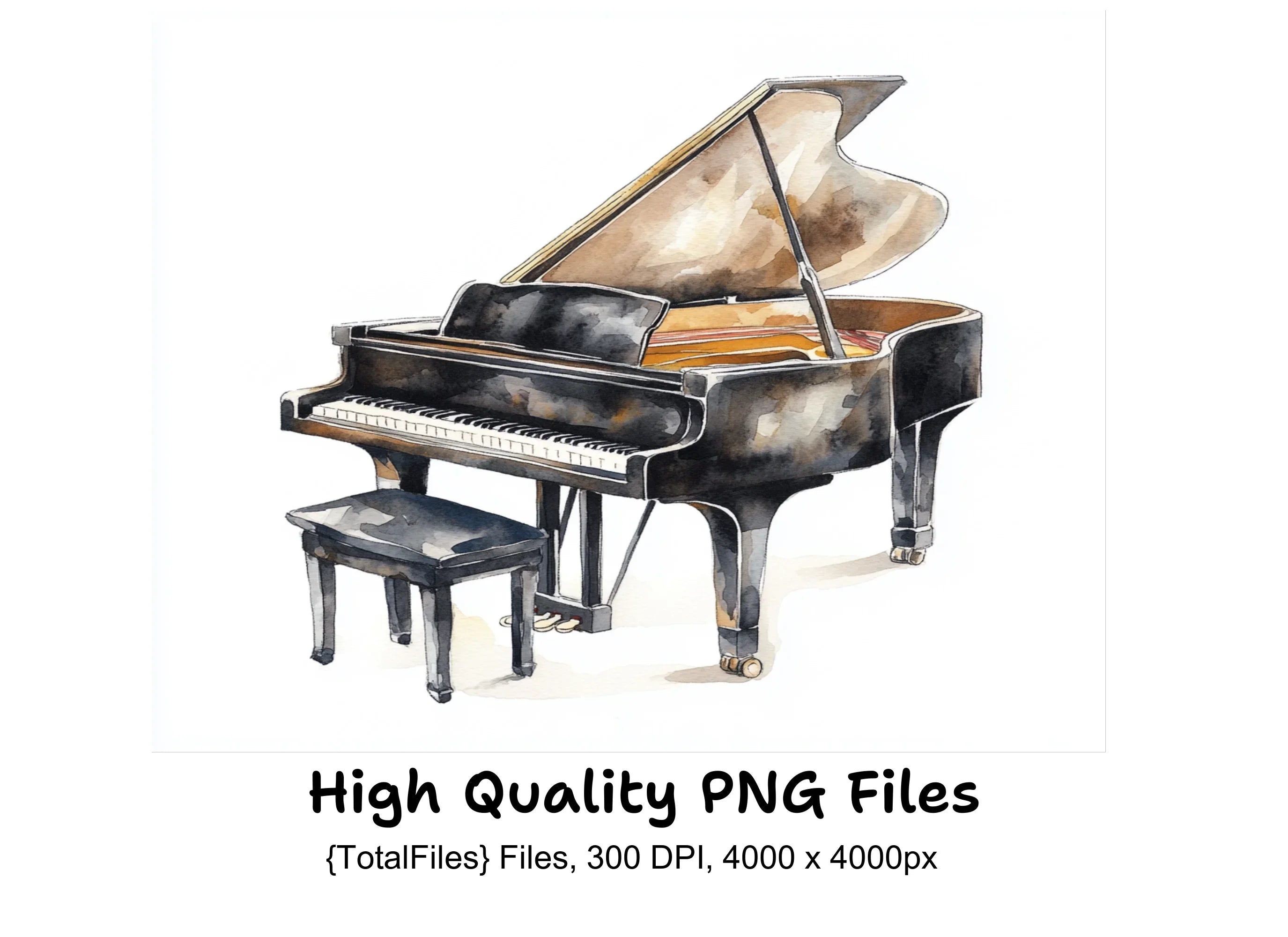 Elegant Grand Piano Clipart Bundle