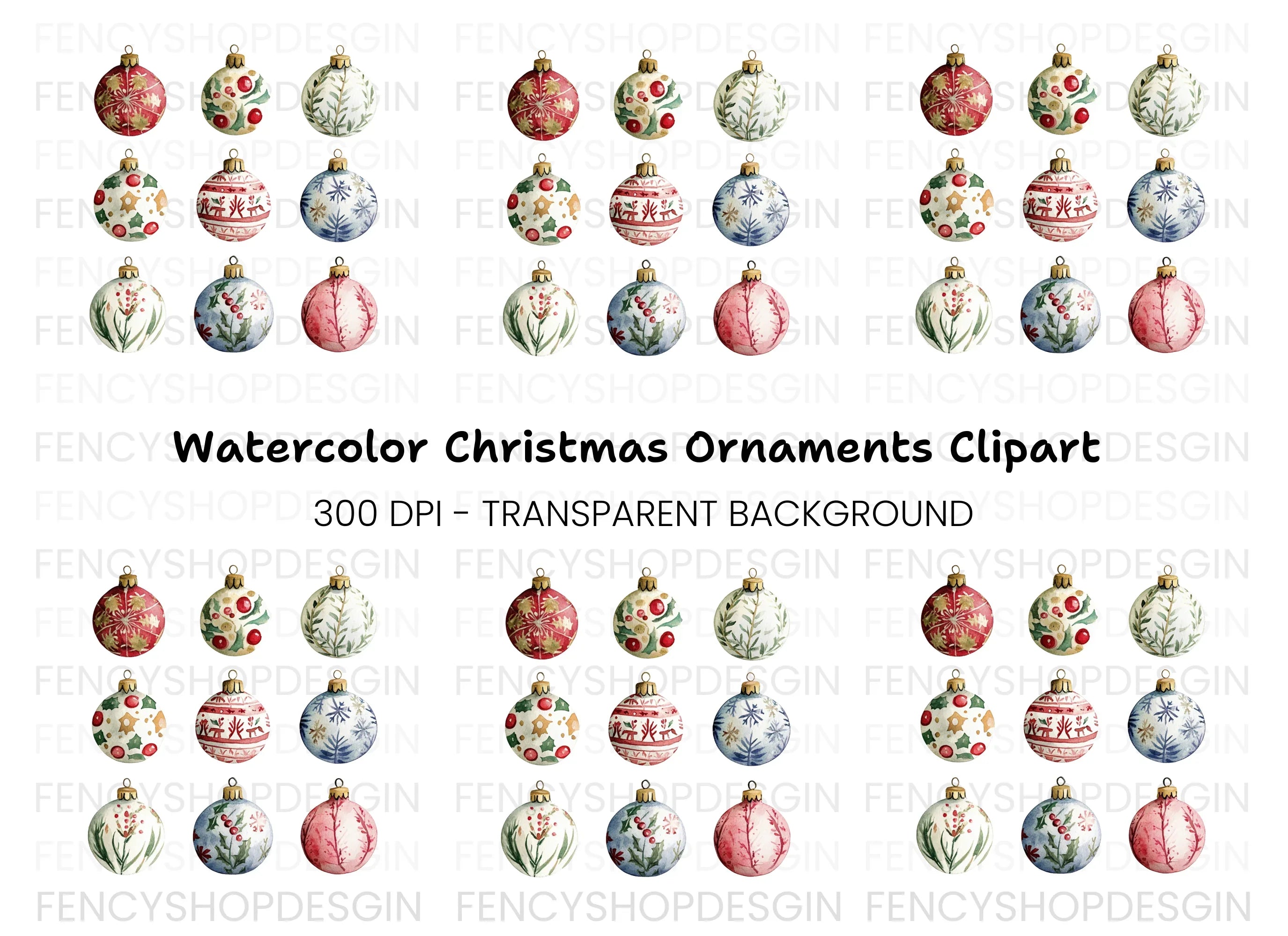 Christmas Baubles Clipart Bundle