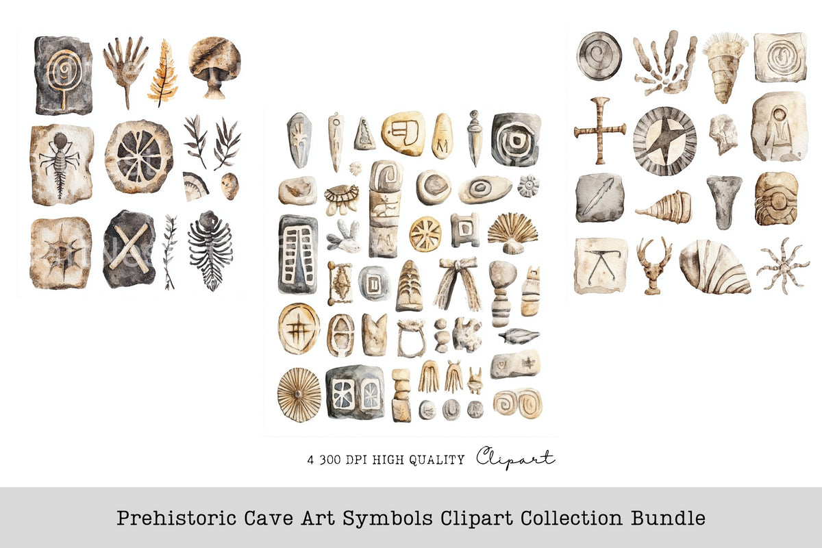 Prehistoric Cave Symbols Clipart Bundle