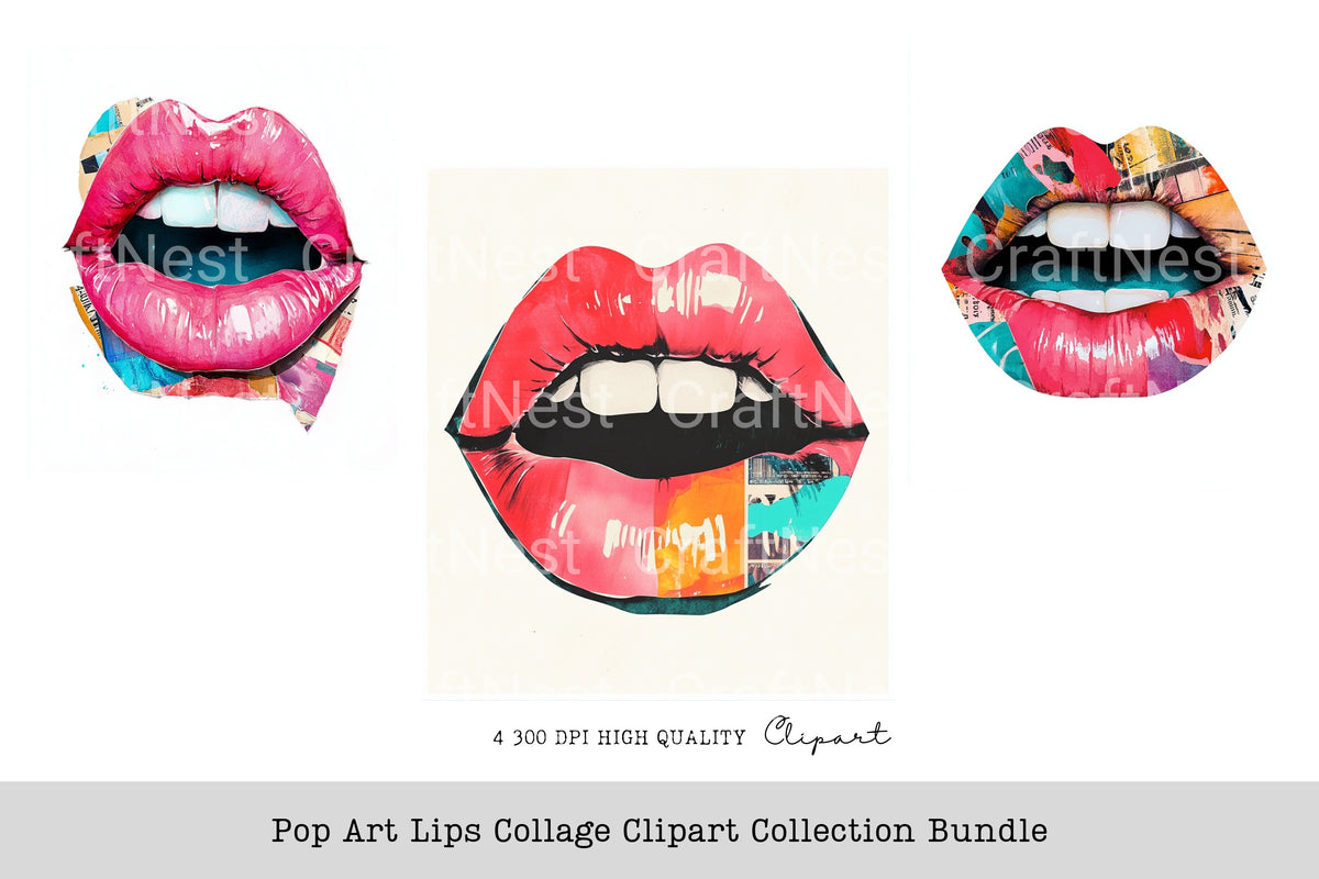 Pop Lips Collage Clipart Bundle