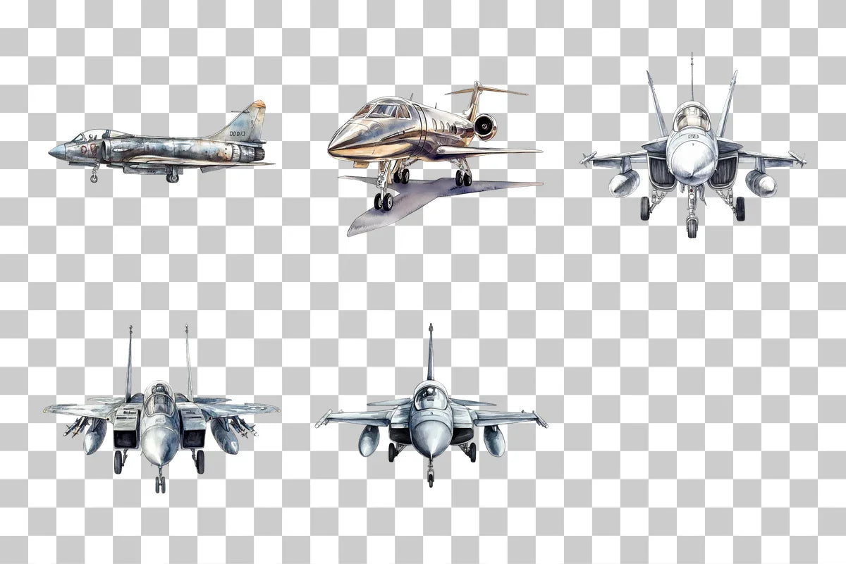 Vintage Fighter Jet Aircraft Clipart Bundle - CraftNest - Digital Crafting and Art