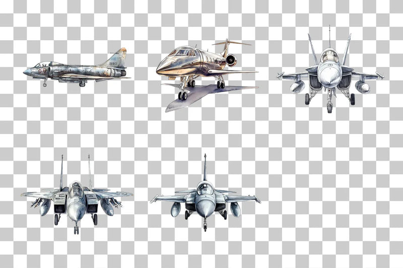 Vintage Fighter Jet Aircraft Clipart Bundle - CraftNest - Digital Crafting and Art