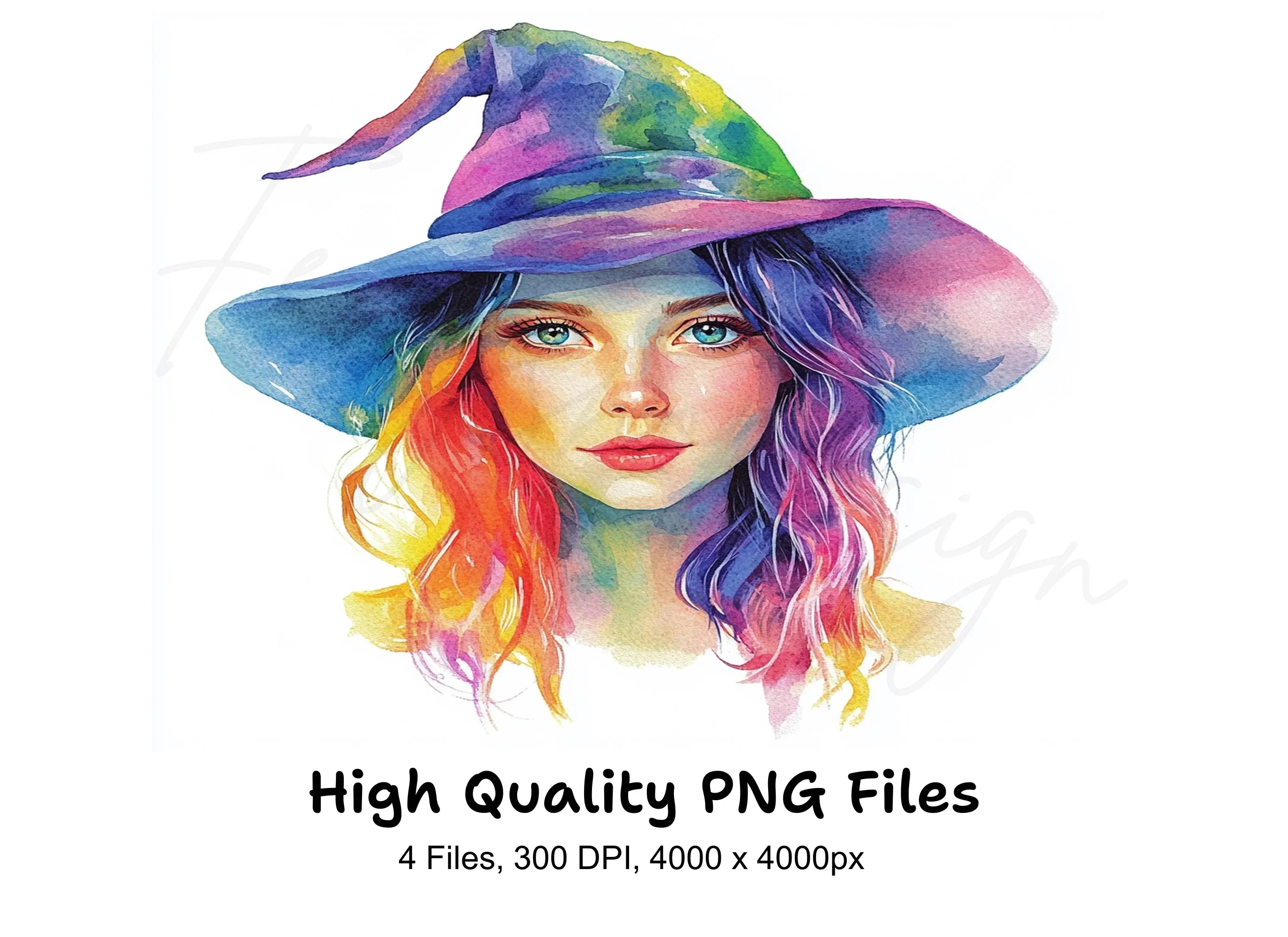 Vibrant Witch Hat Girls Clipart Bundle