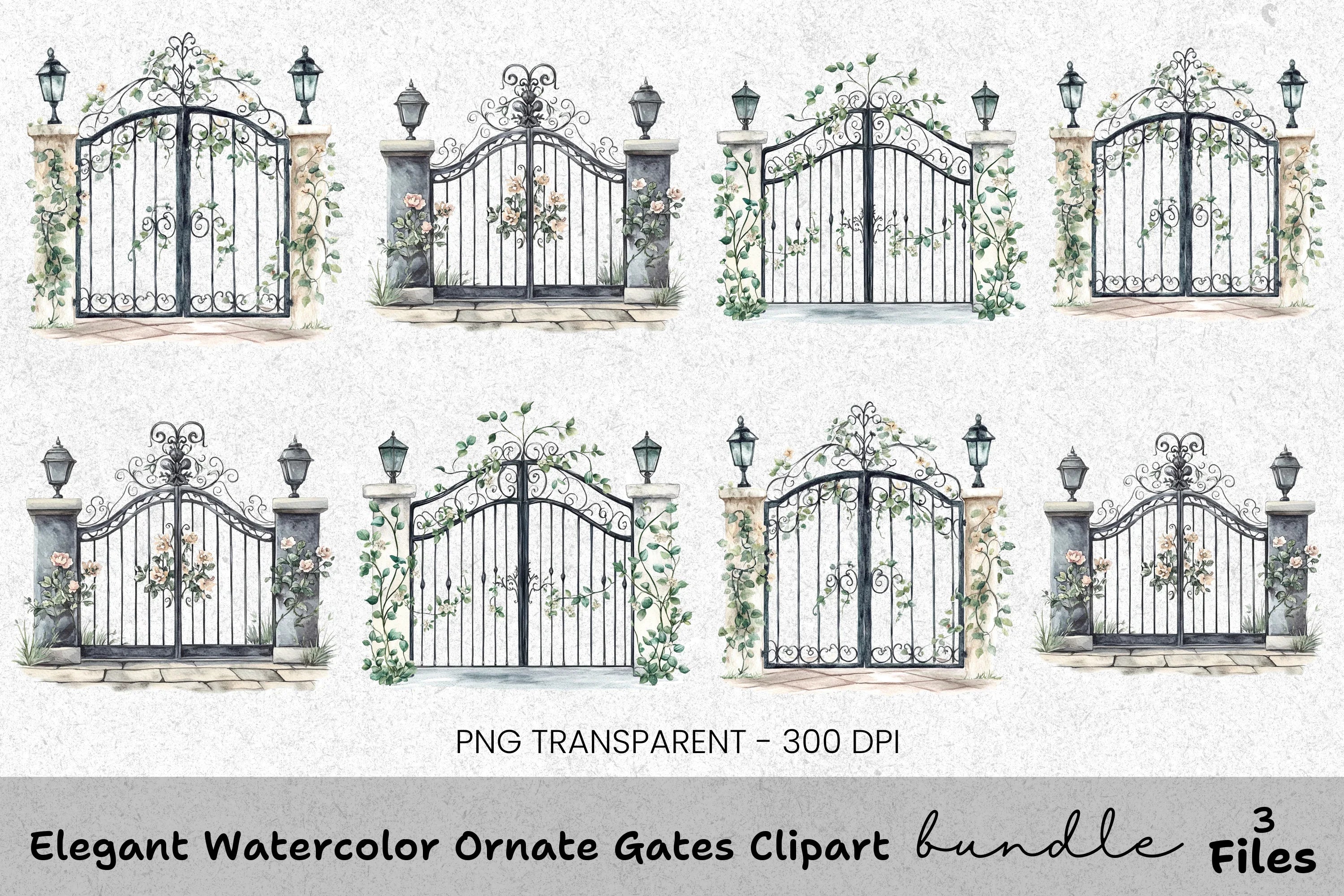 Elegant Ornate Gates Clipart Bundle