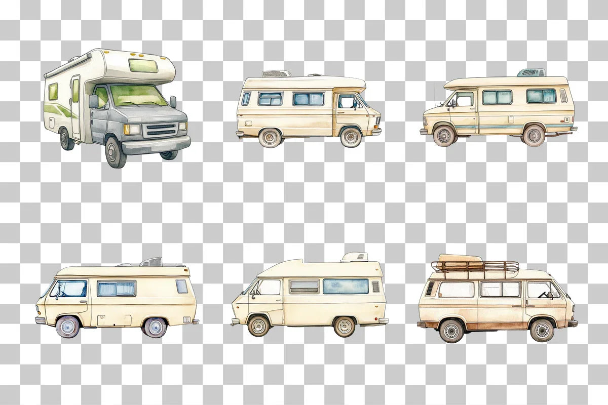 Camper Van RV in Nature Clipart Bundle - CraftNest - Digital Crafting and Art