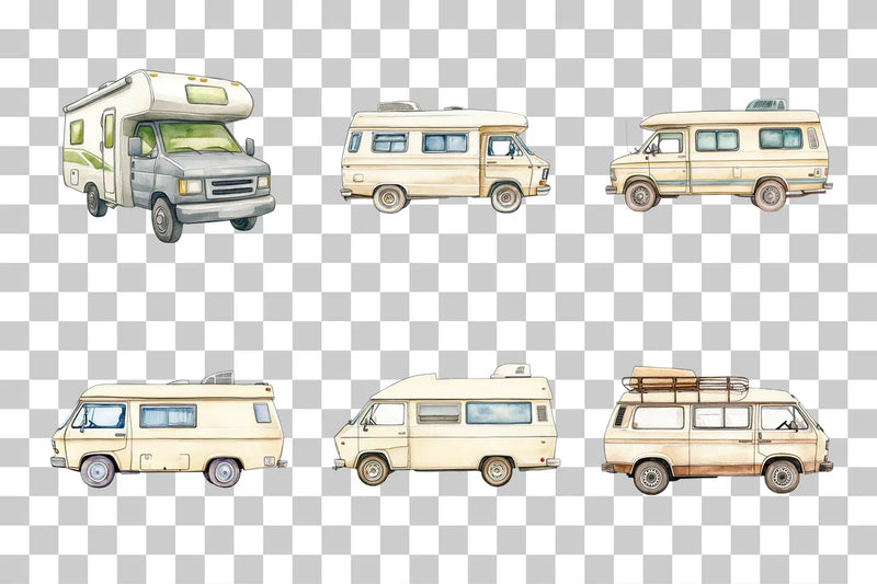 Camper Van RV in Nature Clipart Bundle - CraftNest - Digital Crafting and Art