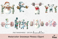 Snowman Fitness Clipart Bundle - CraftNest - Digital Crafting and Art