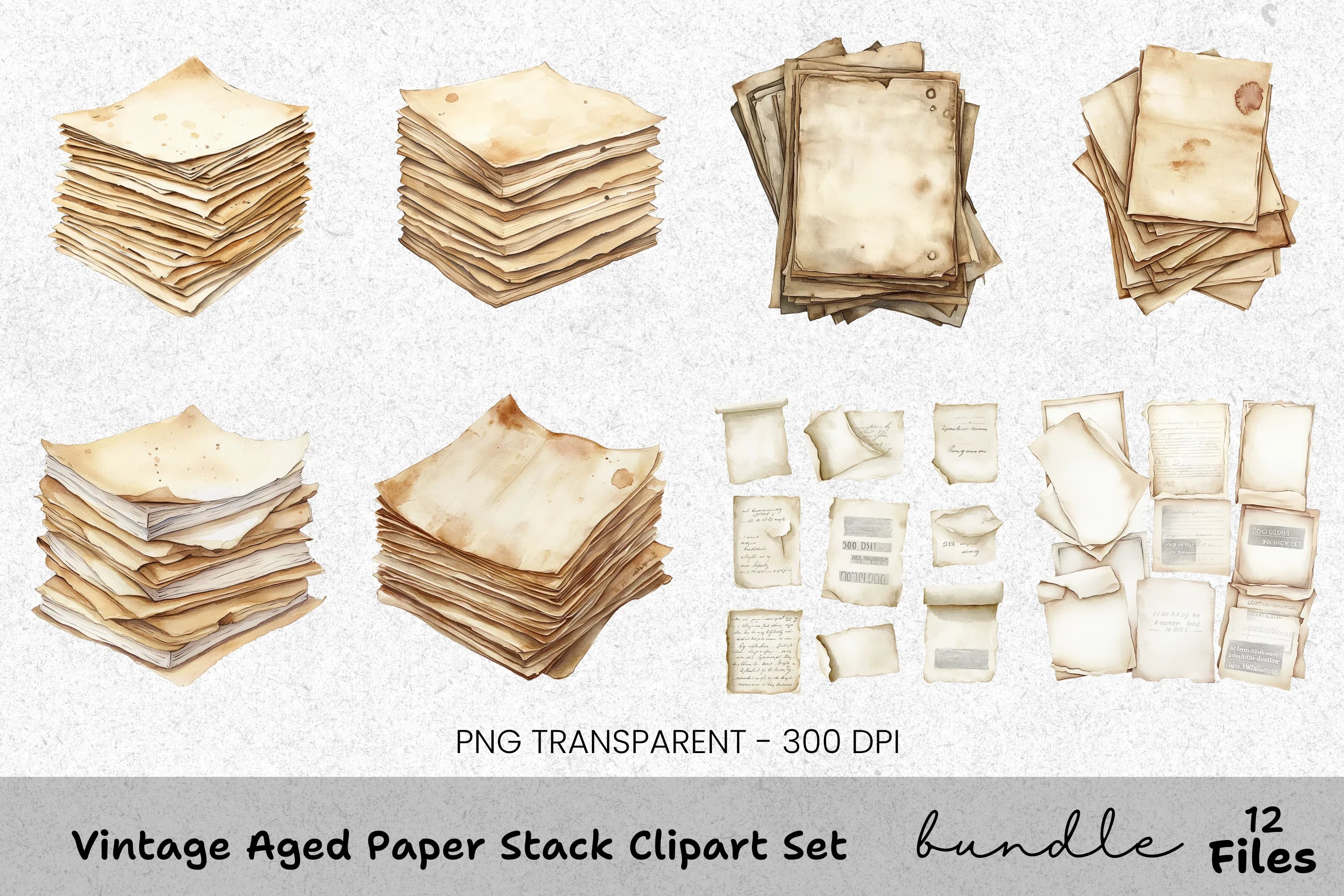 Vintage Aged Stack Clipart Bundle