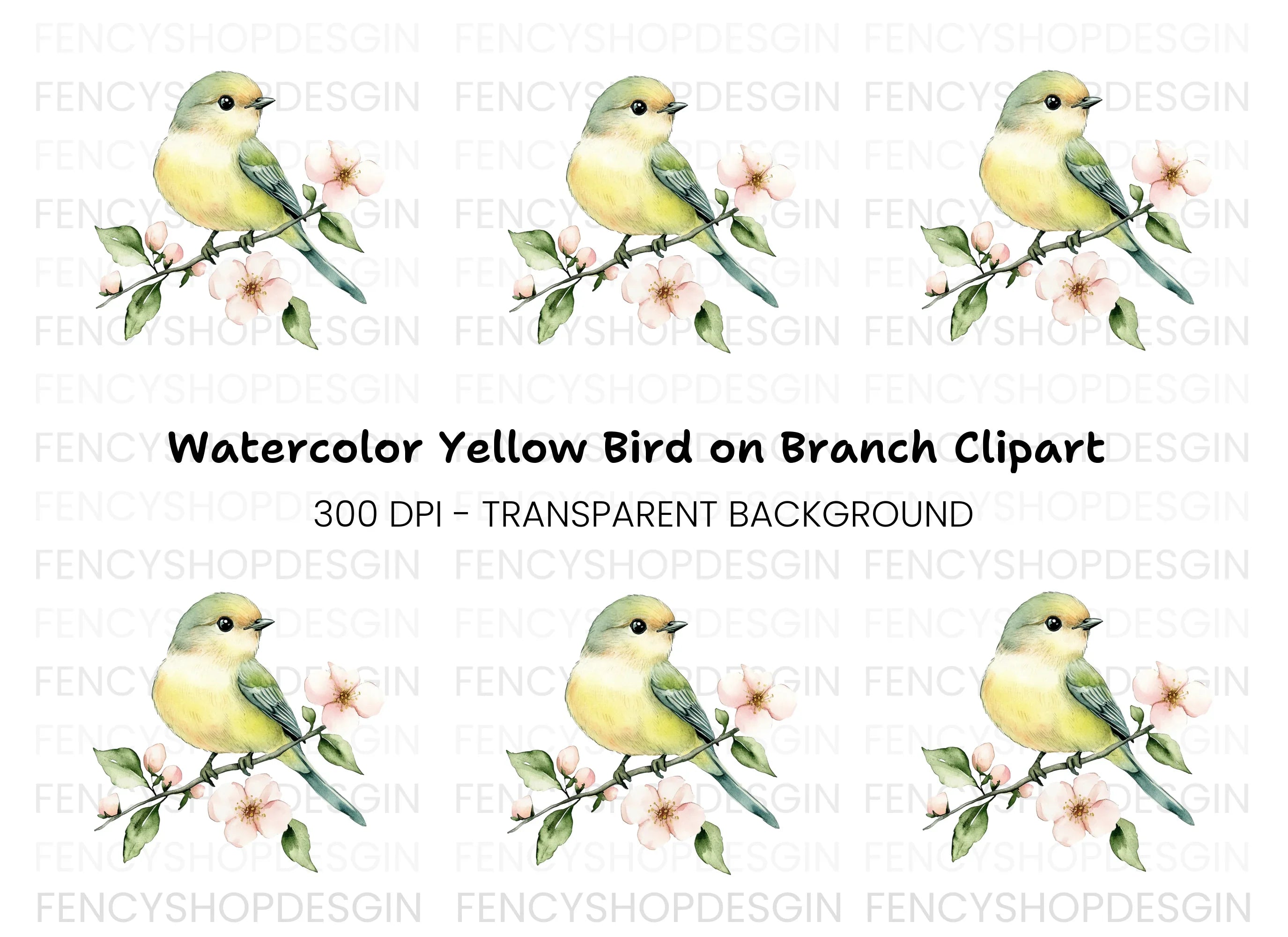 Bird on Branch Clipart Bundle