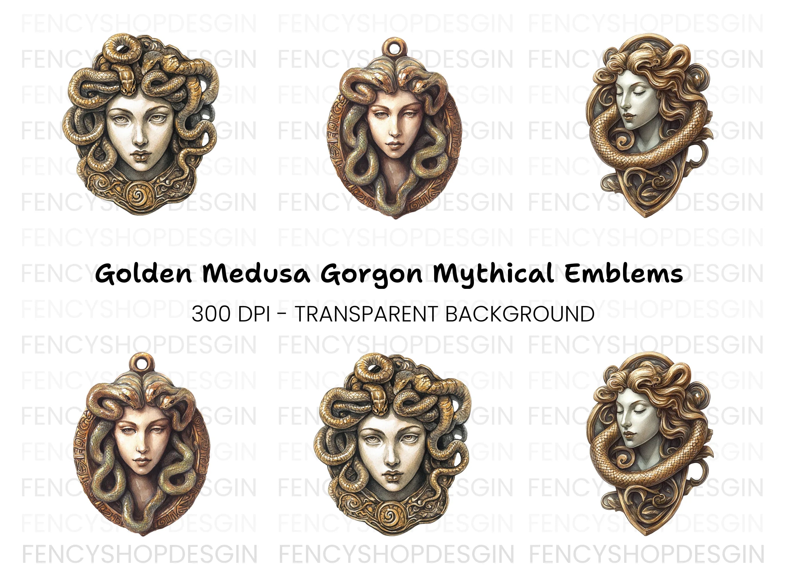 Mythical Medusa Head Clipart Bundle