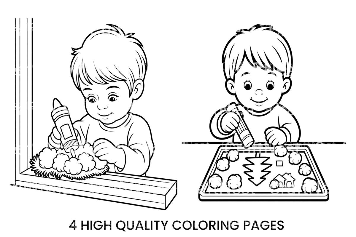Kids Crafting Winter Scene Coloring Books