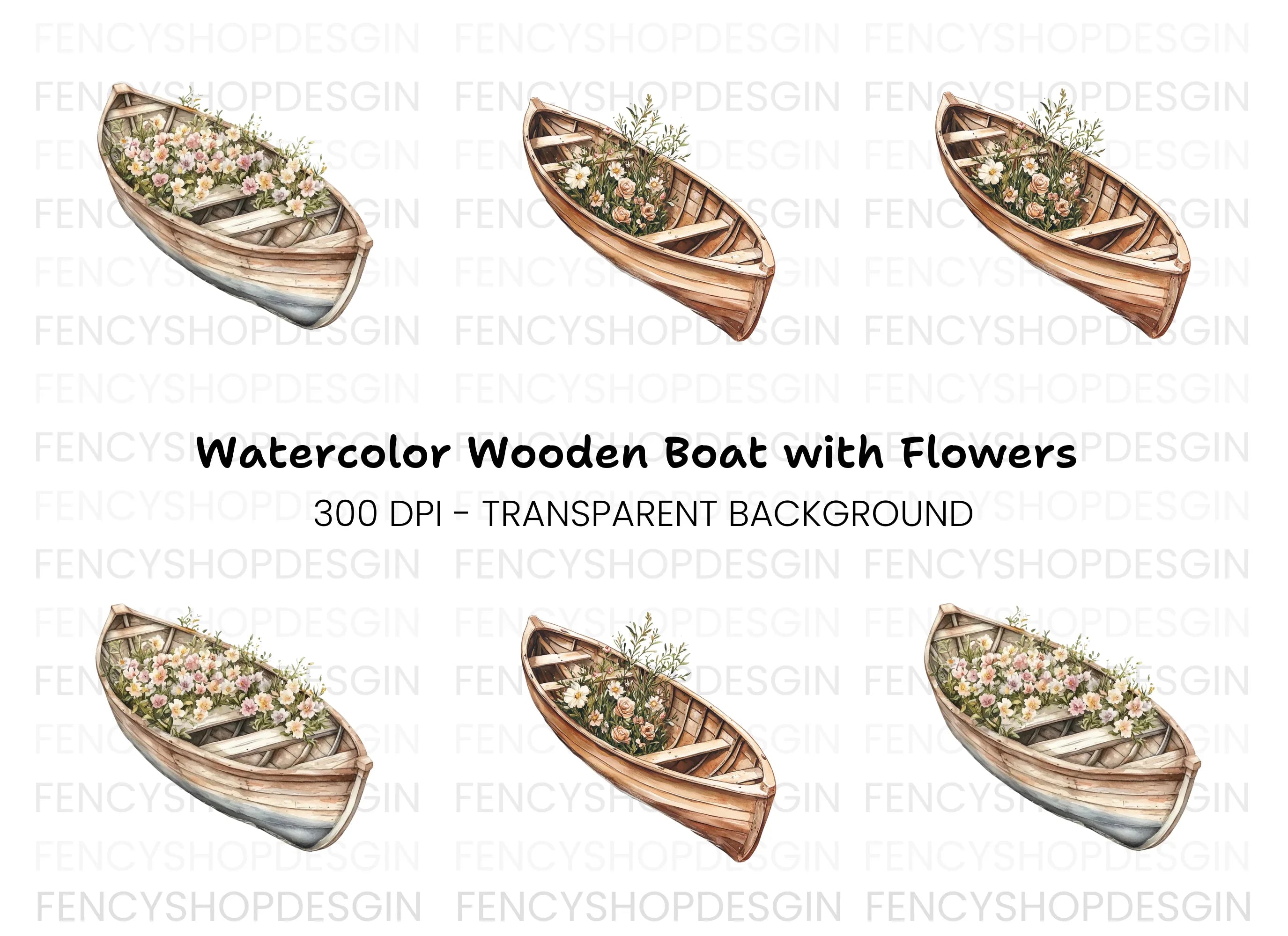 Floral Boat Clipart Bundle