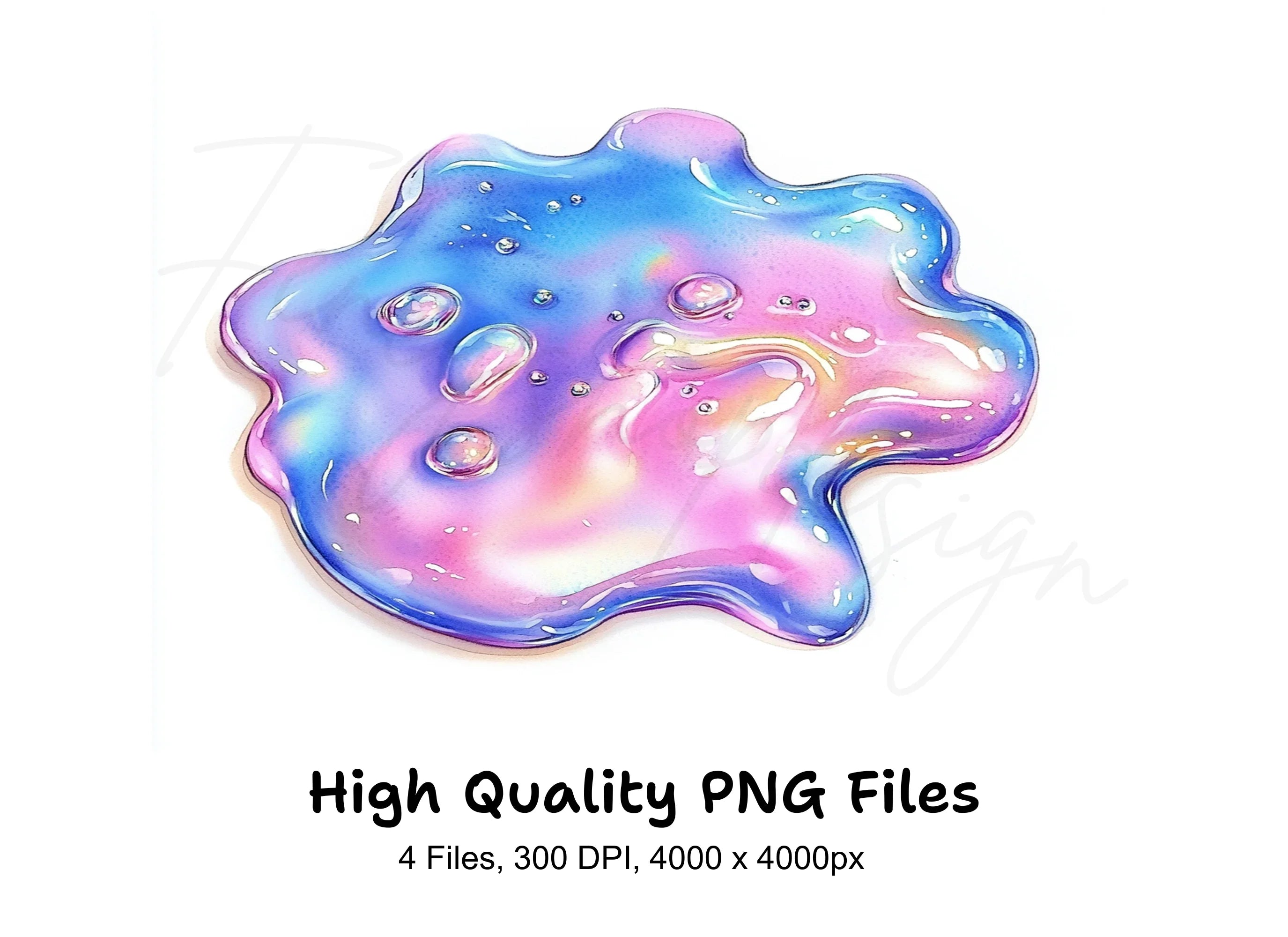 Iridescent Slime Blob Clipart Bundle