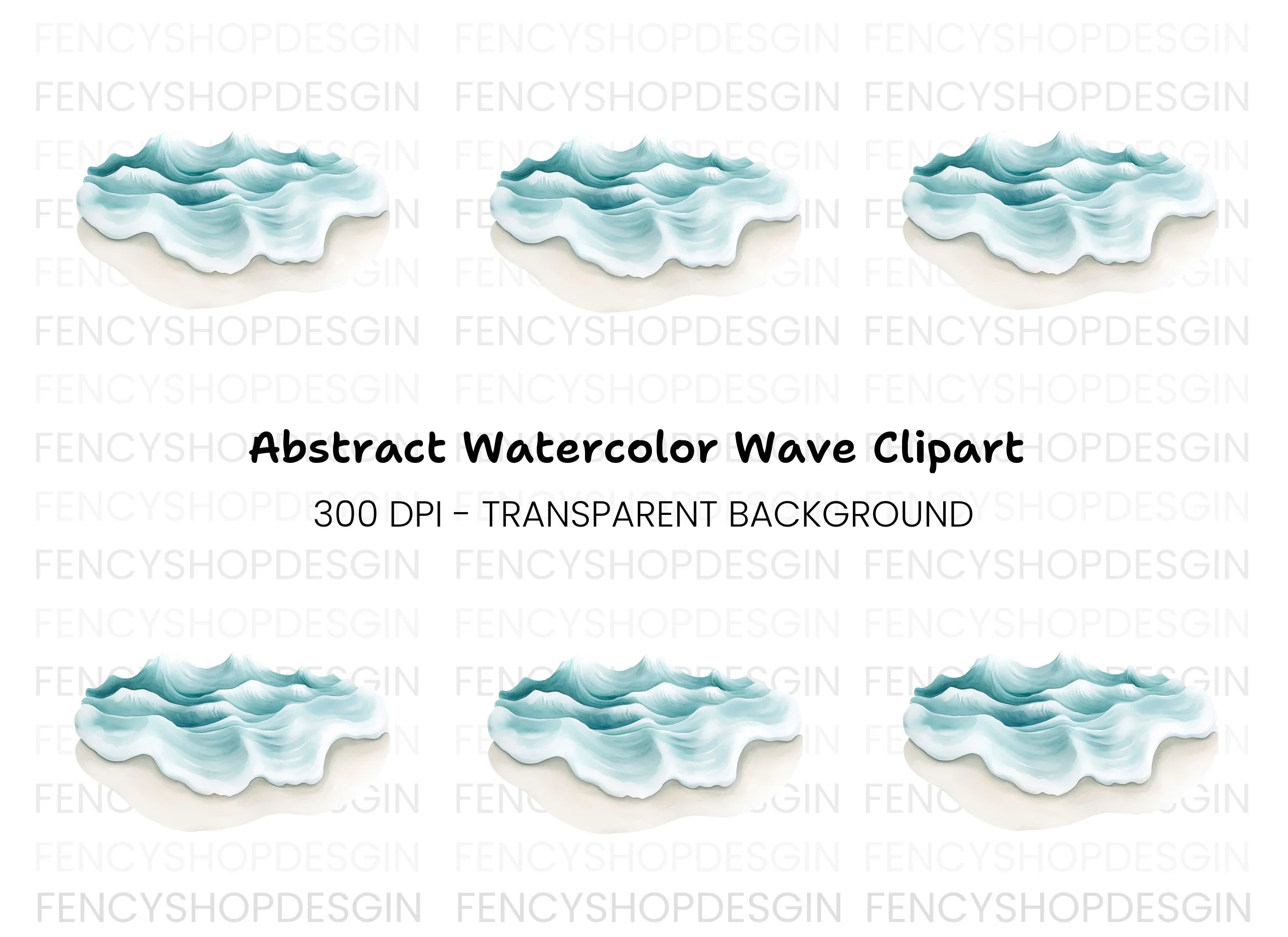 Stylized Ocean Waves Clipart Bundle