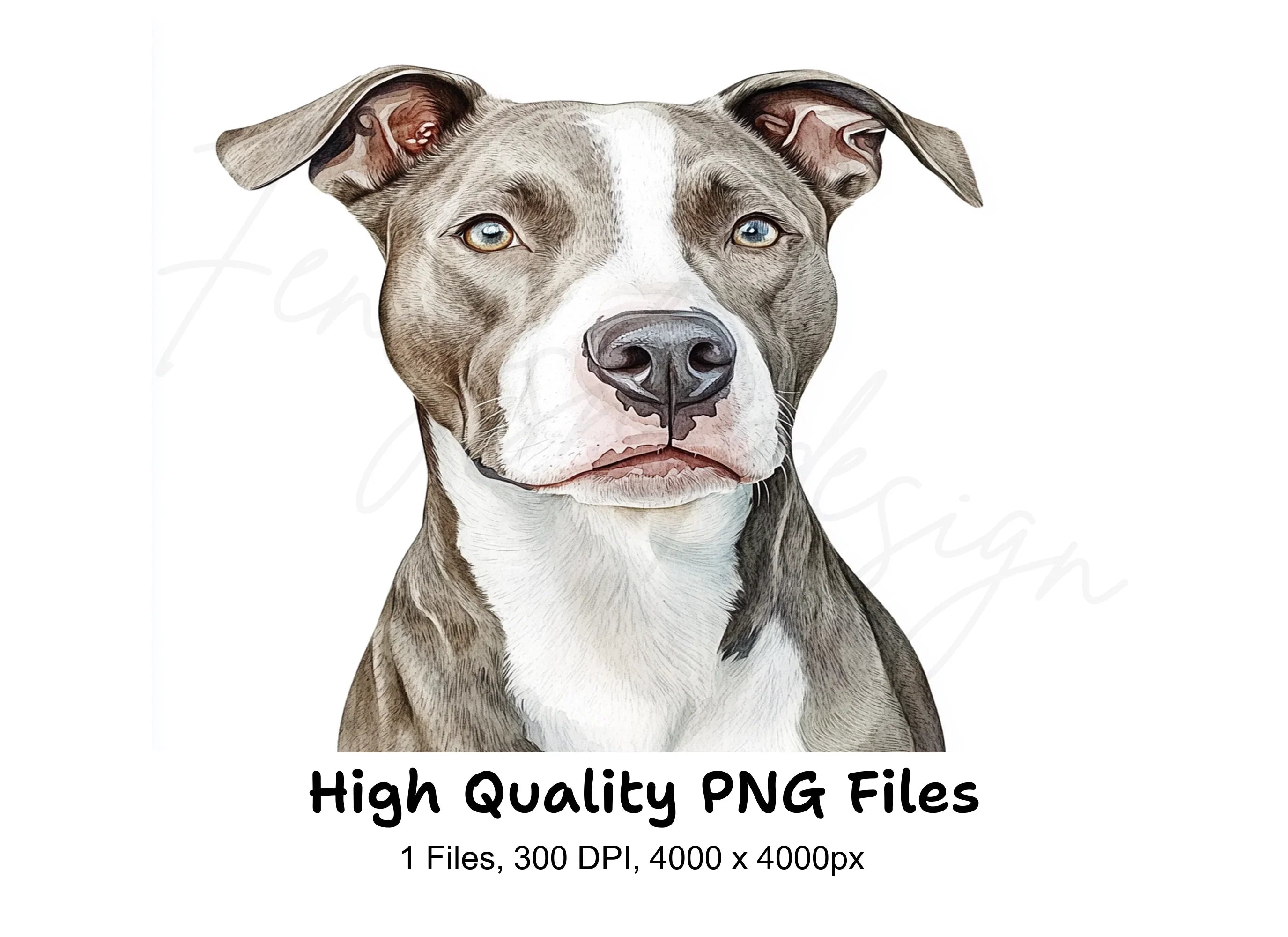Blue Nose Pitbull Headshot Clipart Bundle