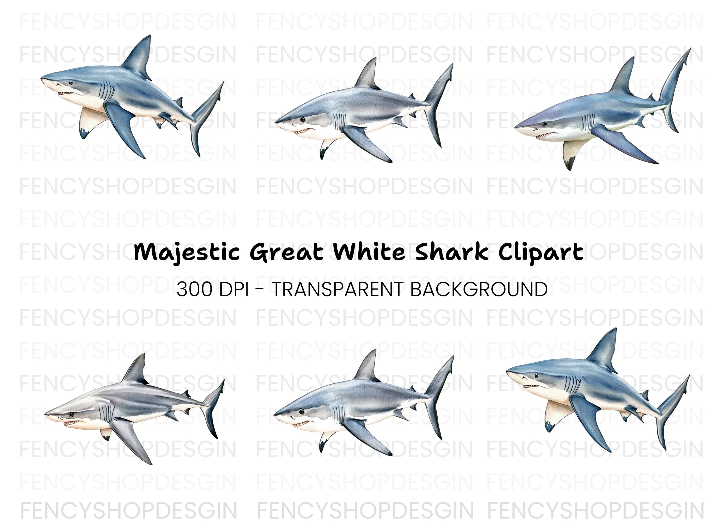 Great White Shark Clipart Bundle