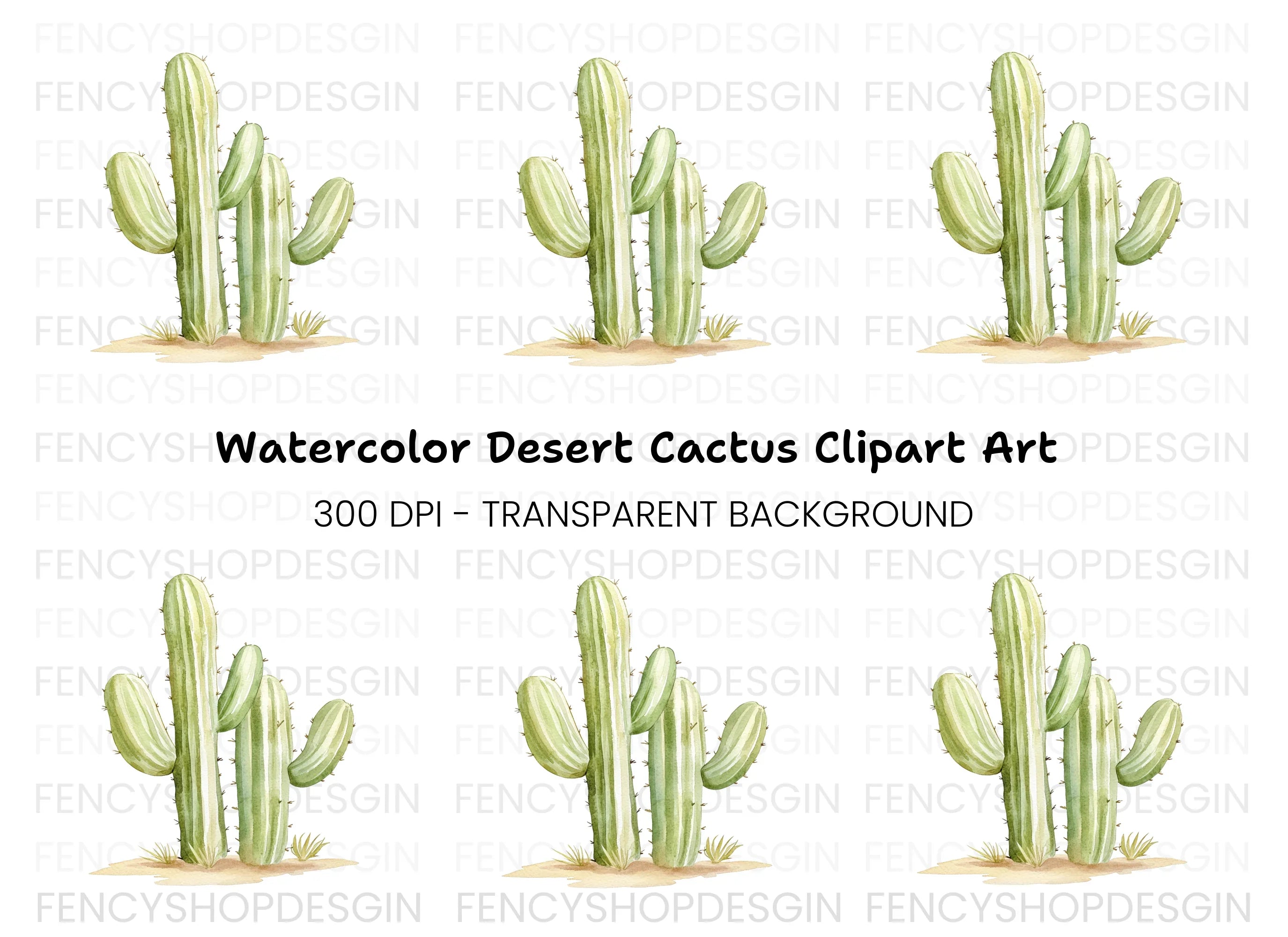 Saguaro Cactus Clipart Bundle