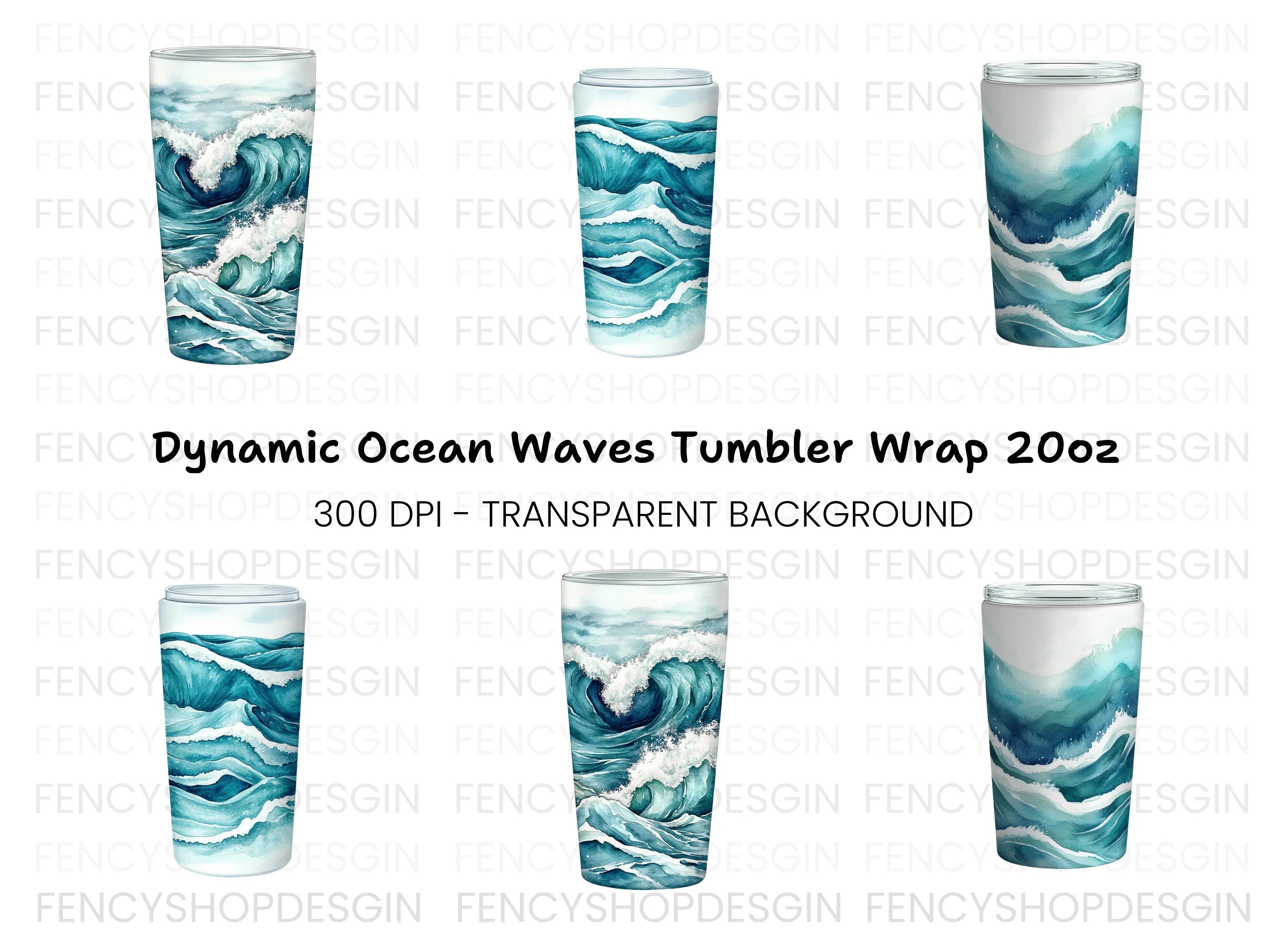 Dynamic Ocean Waves Tumbler Designs Clipart Bundle