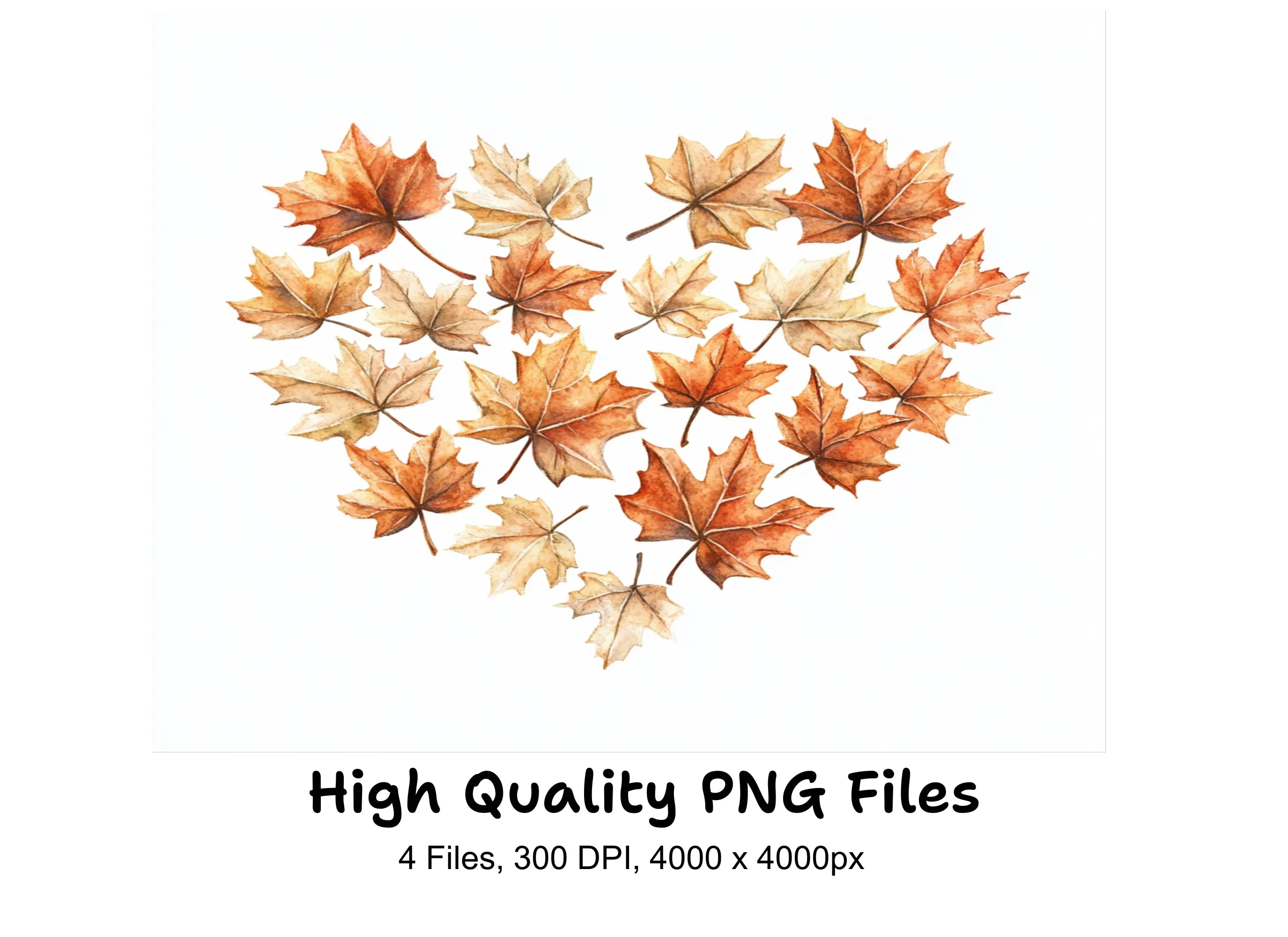 Autumn Maple Leaf Heart Clipart Bundle
