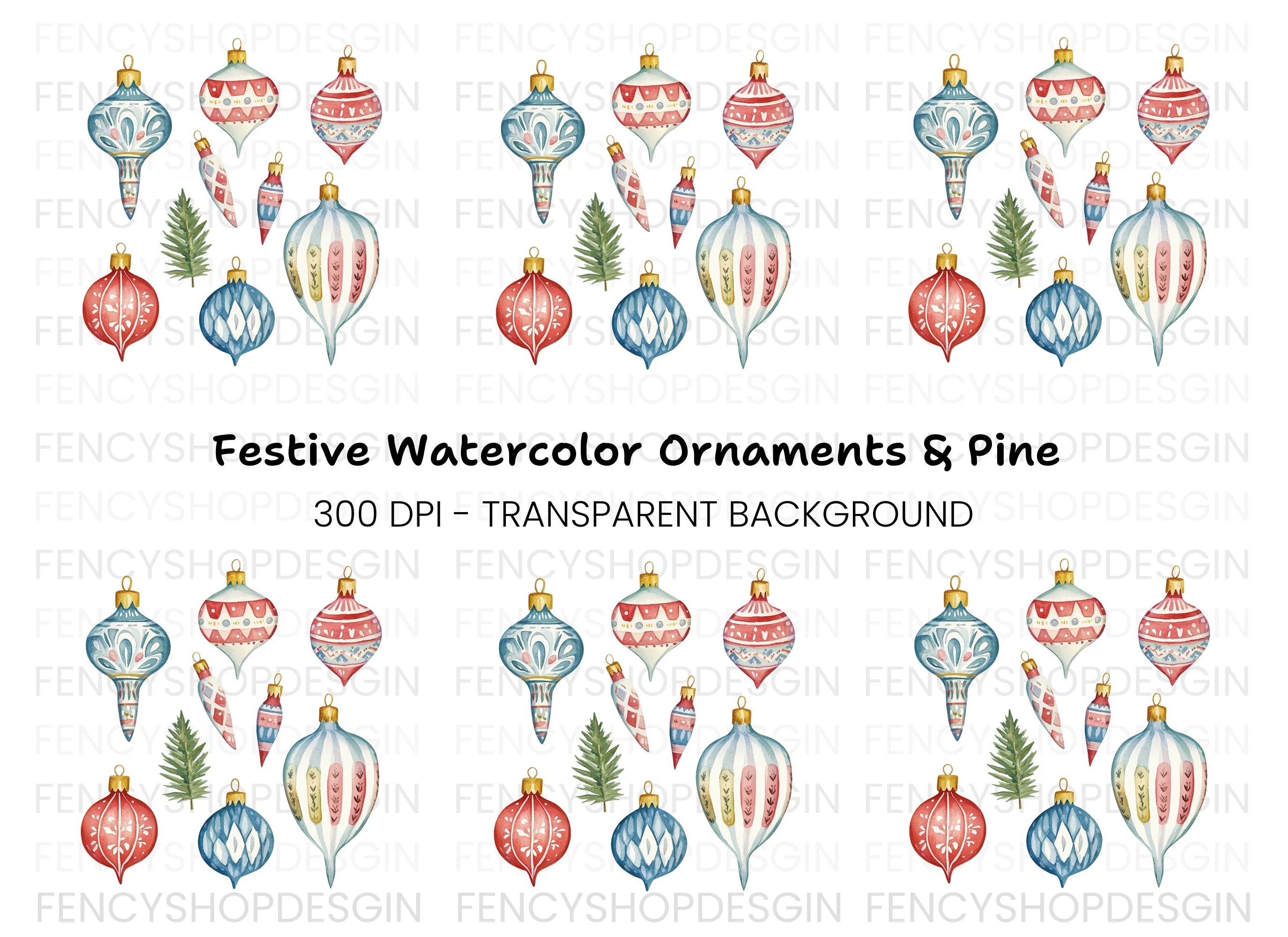 Christmas Ornaments Clipart Bundle